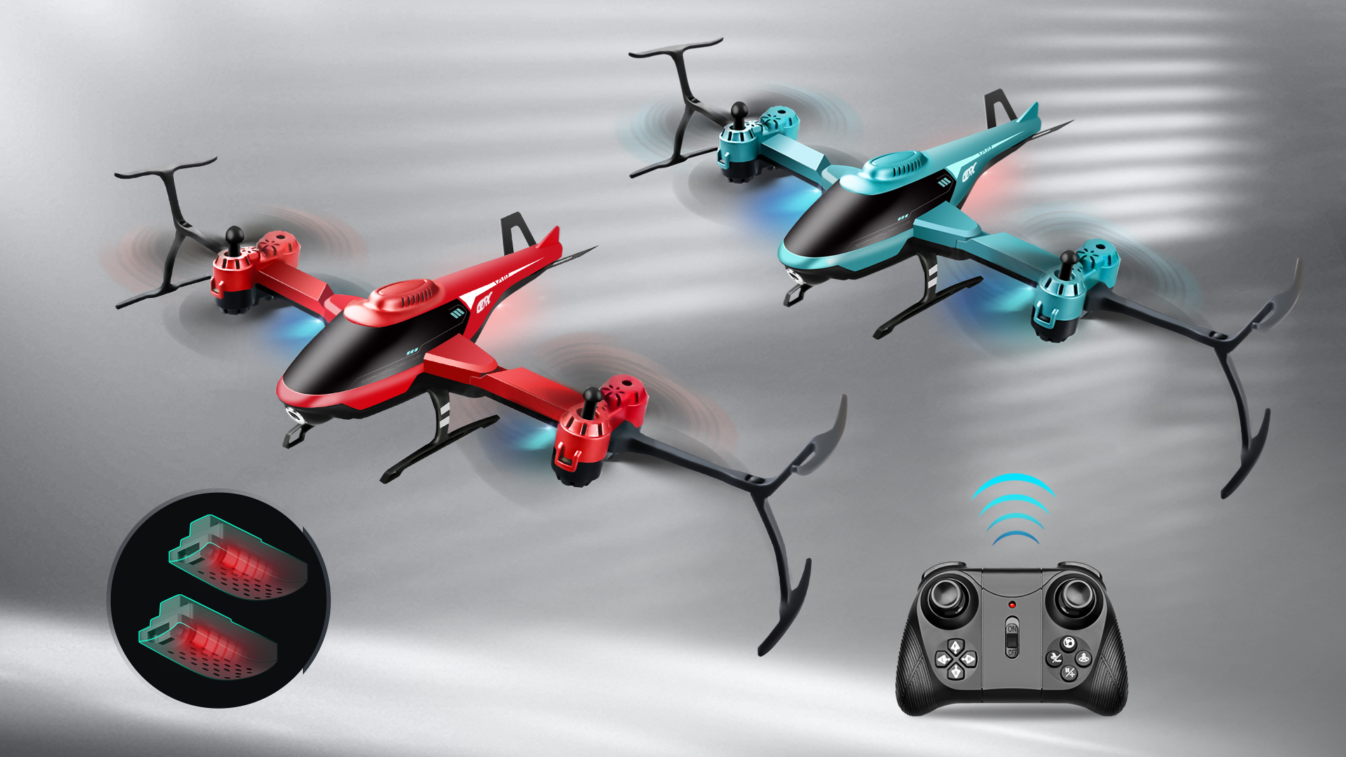 Elicottero Telecomandato Pieghevole Con Luci LED, Volo 360°, Evitamento Ostacoli, Regalo Bambini 3+ (Rosso)
