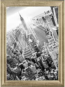 FRAMO 35 fotolijsten 31x72 cm (Silver Leaf) op maat gemaakt, 35 mm breed MDF -houten lijst incl. sterk ontspiegeld anti-reflecterend kunstglas, stabiele achterwand en hangers