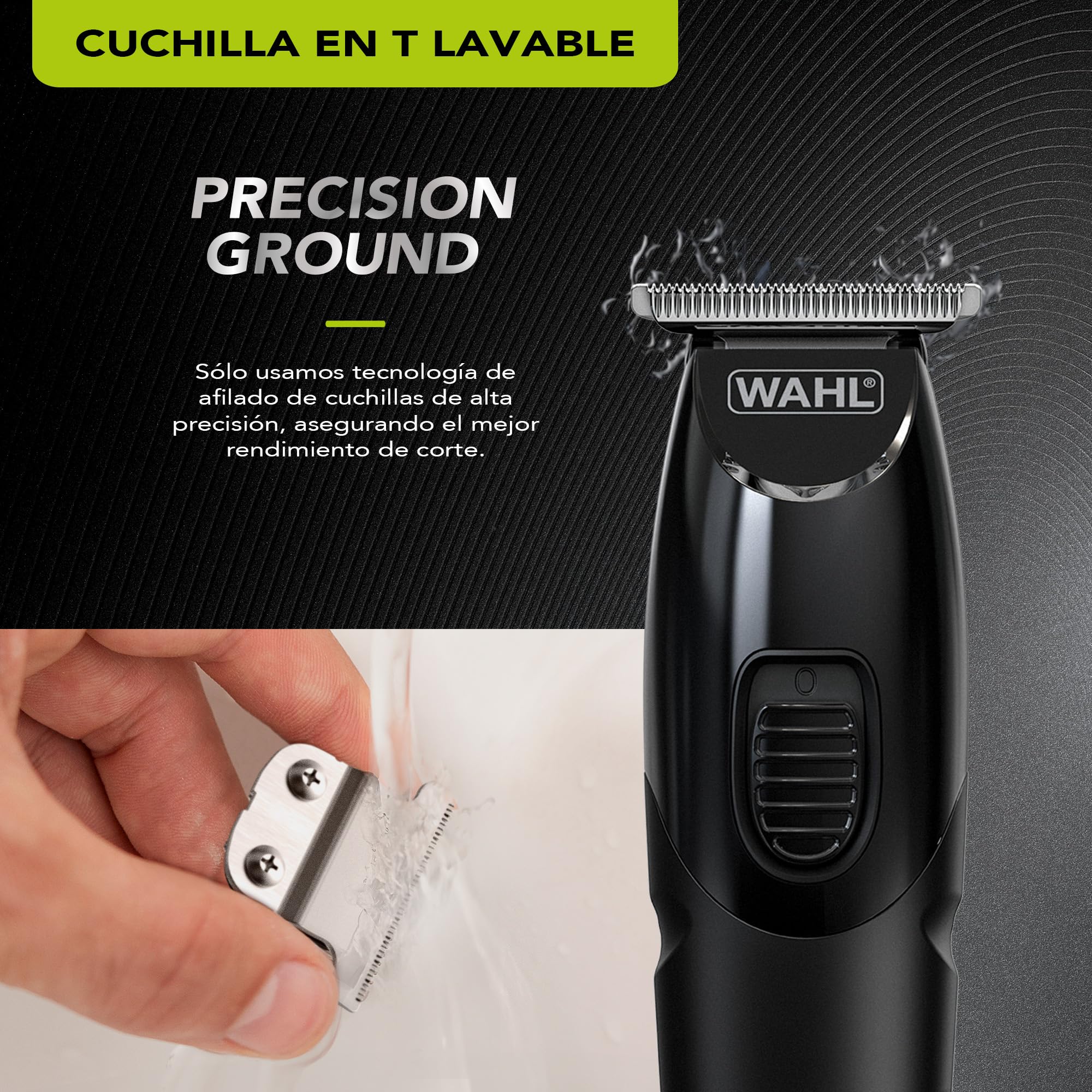 WAHL All in One Trimmer, Aseo completo de cabello, barba, orejas, nariz y cuerpo, potente batería de litio, cabezales lavables y cabezal ancho en forma de T, corte de 0,5 mm-25 mm, 210 minutos de carg