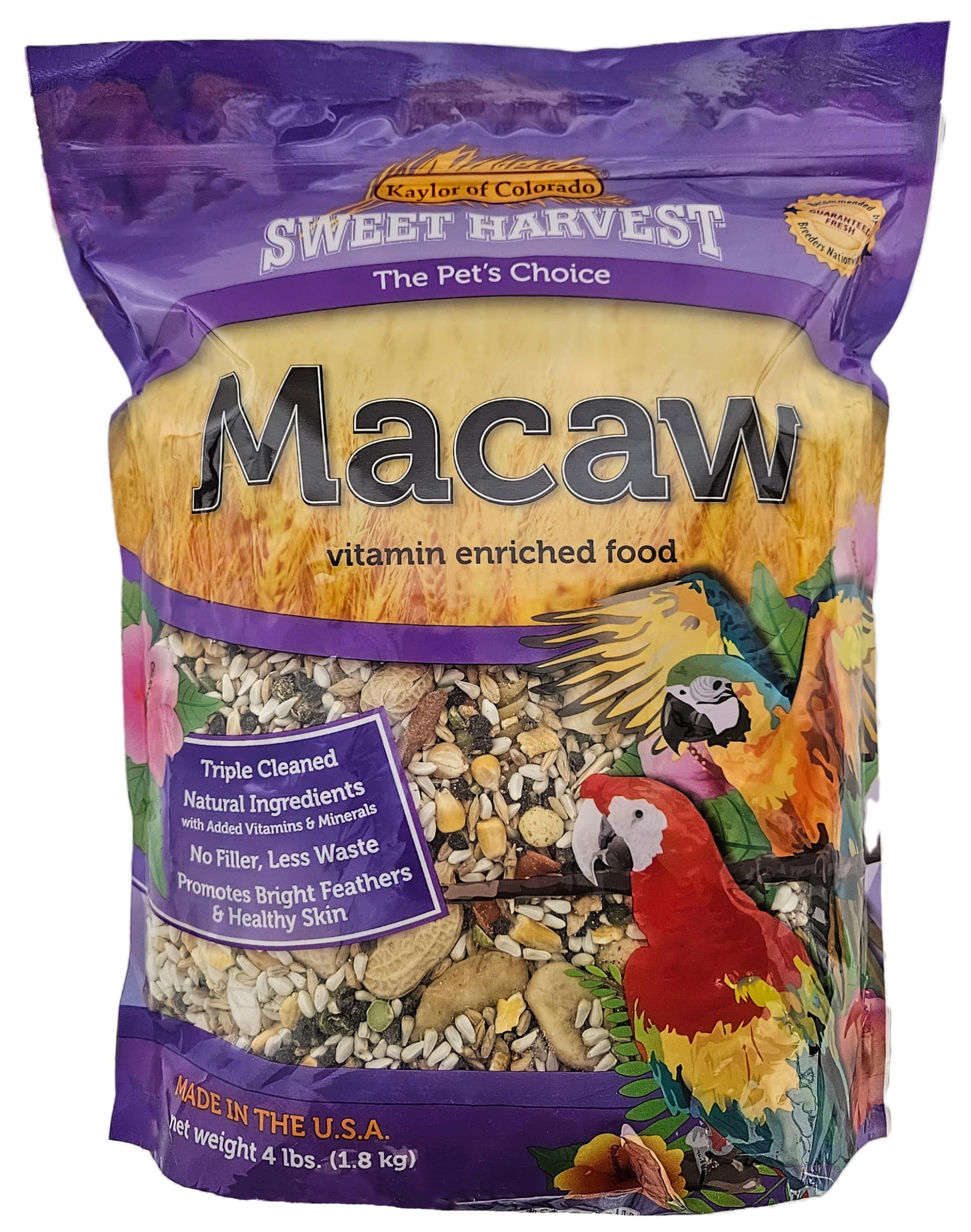 Sweet HarvestMacaw Bird Food, 4 lbs Bag - Seed Mix for Macaw Parrots