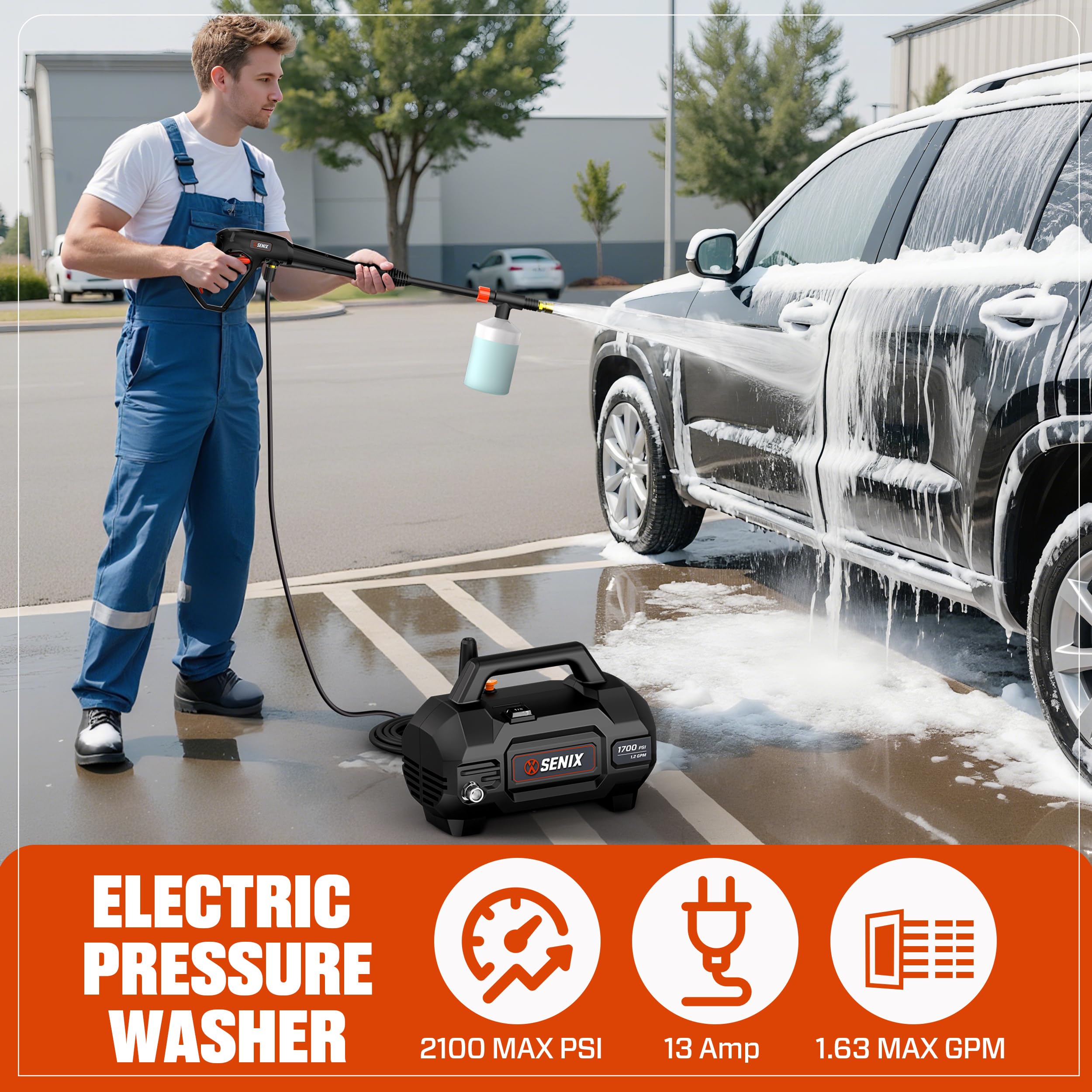 Amazon.com : SENIX 13 Amp Electric Pressure Washer - 1700 PSI, 1.2