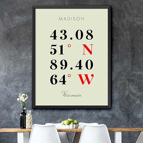 Miniatura 5 de Mapa de Madison, Wisconsin, Coordenadas Multilíneas de Colores (12x16)