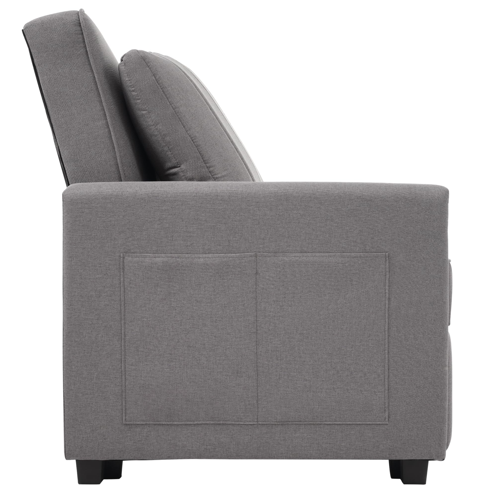 HAINEW Moderner Klappbares Schlafsofa Couch Sofa mit Schlaffunktion, 2-Sitzer Polstersofa Polstermöbel mit Rückenlehne und Armlehnen für Wohnzimmer, Schlafzimmer, Wohnung (Grau)