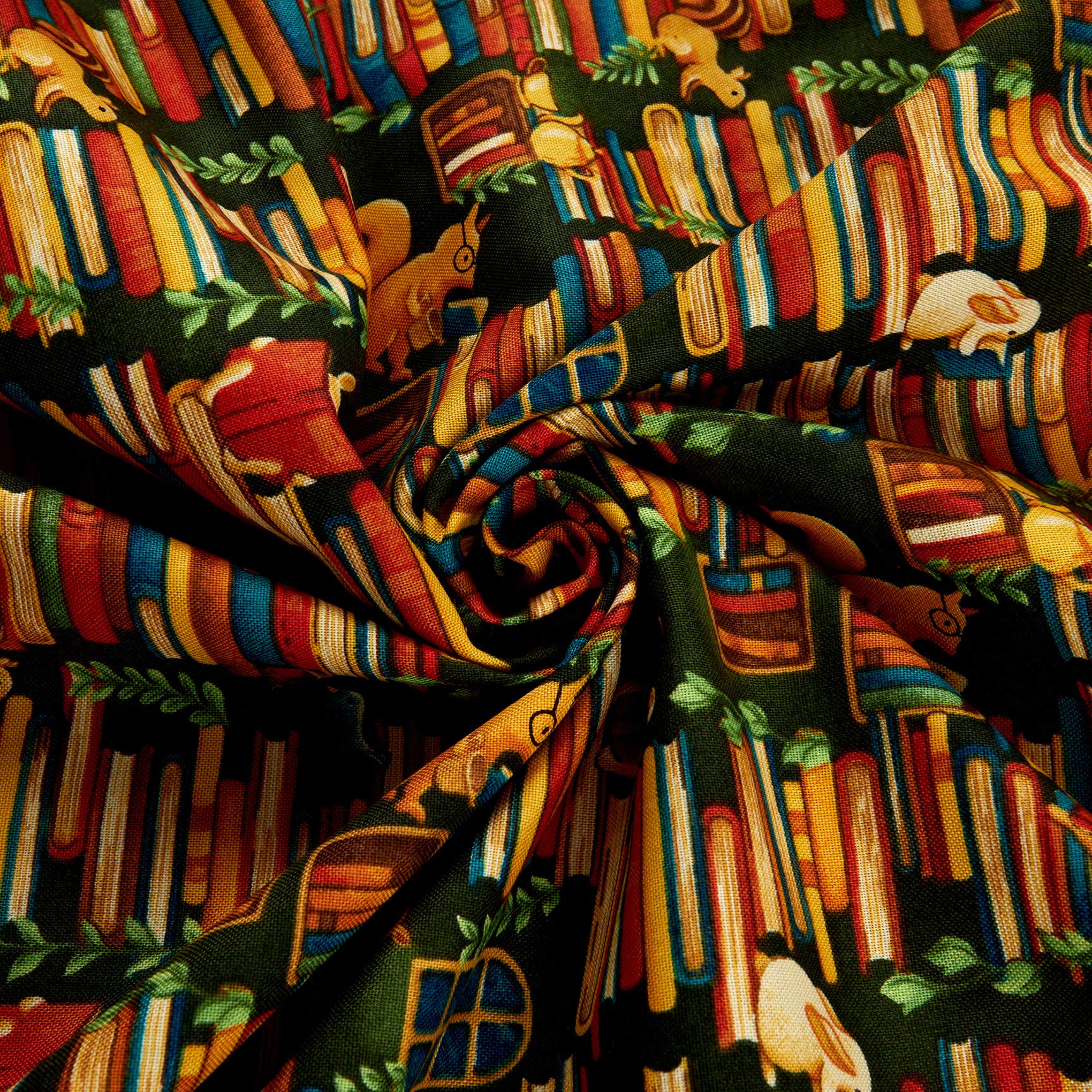 Paintbrush Studios Forest Fables Stacked Books Orange Green, Quilting Fabric by the Yard - Image 3