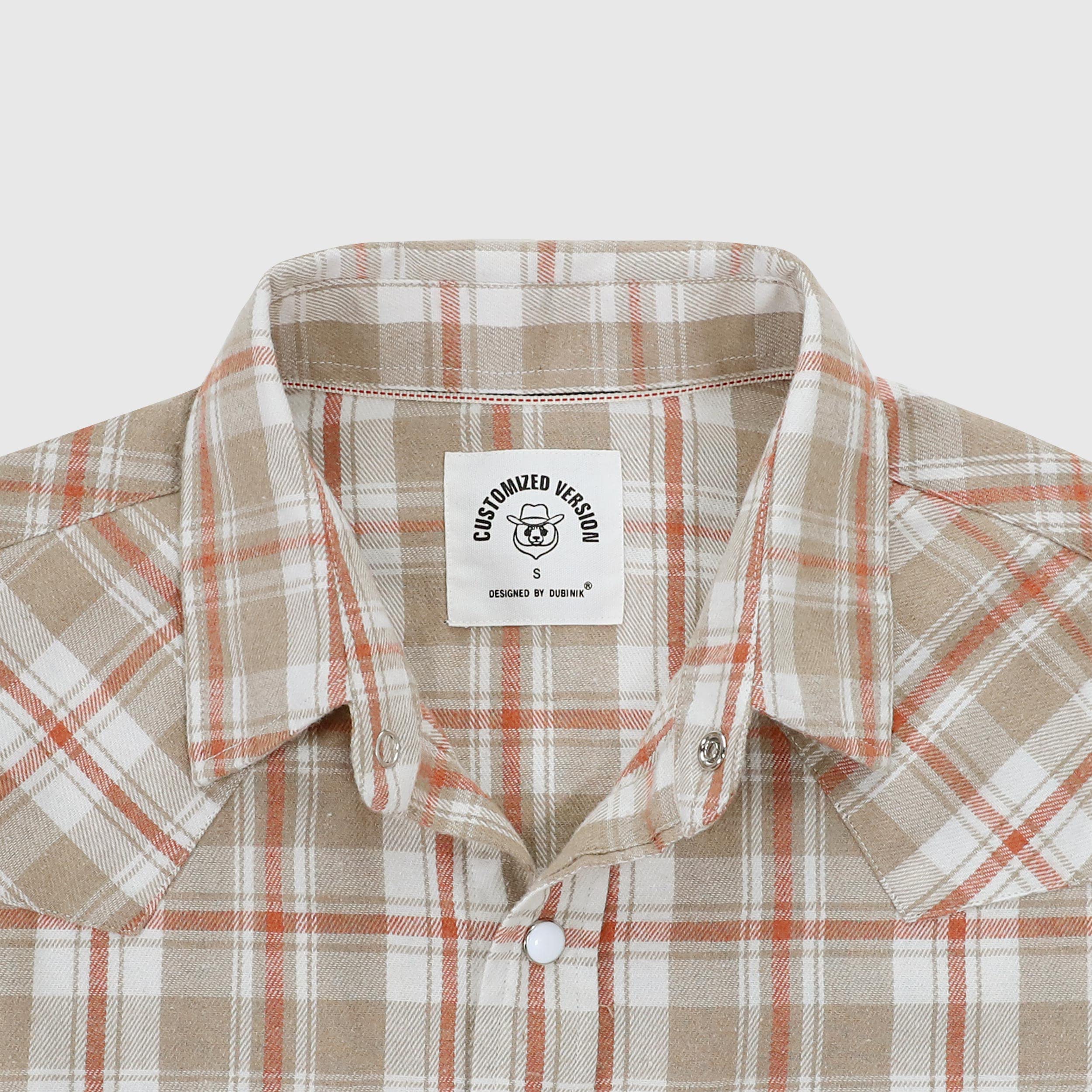 Dubinik® Camicia Flanella Uomo Invernale Camicia Uomo Flanella Cotone Western Cowboy con Bottone Automatico Vintage Quadri