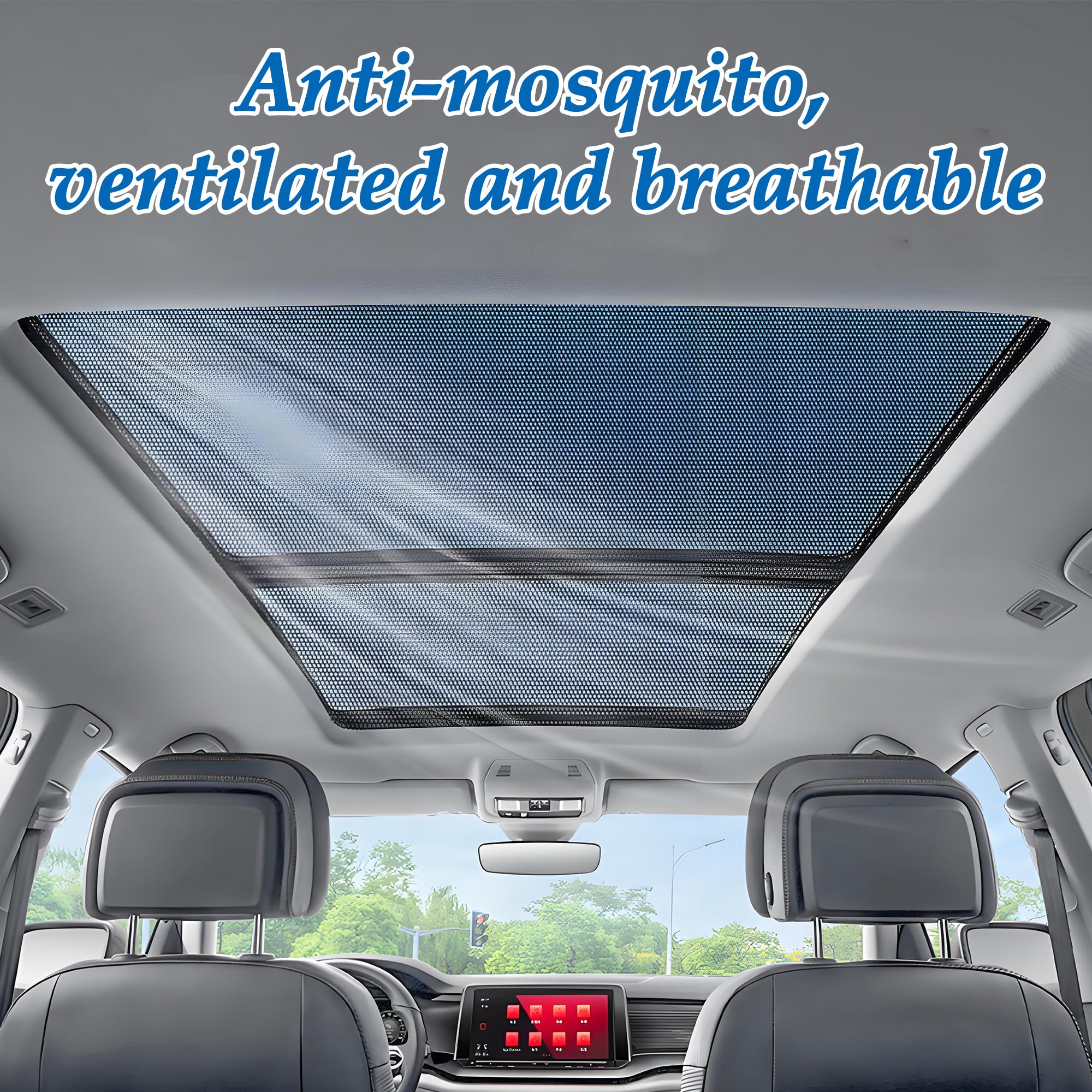 CHENNAN 1 Satz Magnetische Insektenabwehr Auto Hitzeabschirmung Schiebedach, Praktisch Sonnenschutz Autofenster-Moskitonetze, Atmungsaktiver Schatten, Reduziert Hitze und Insekten, 100 x 70 cm (S)