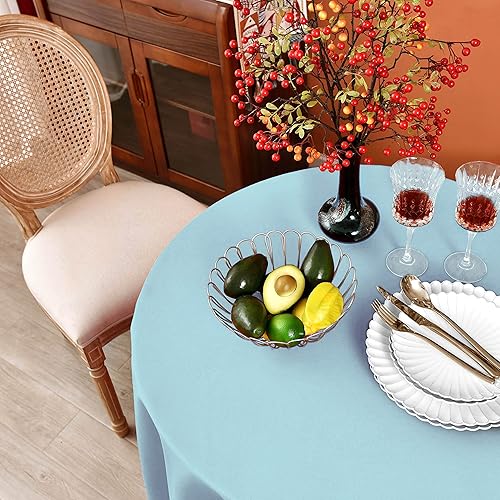 Miniatura 2 de MEANMOY Manteles rectangulares de poliéster azul bebé de 90 pulgadas + 60 x 102 pulgadas