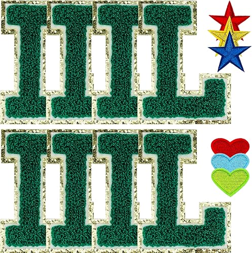 Miniatura 54 de Jongdari Letras termo-adhesivas para ropa, parche de letras de felpilla con brillantina del alfabeto, apliques para coser con adhesivo planchado, 8