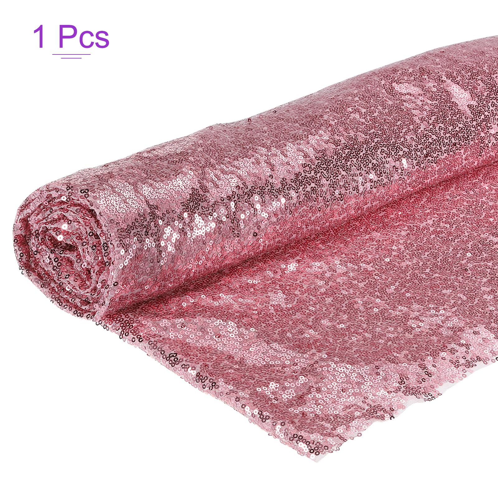 DMiotech 4 Yardas Tela de Lentejuelas Rosa Malla de Lustre 5 Pies de Ancho