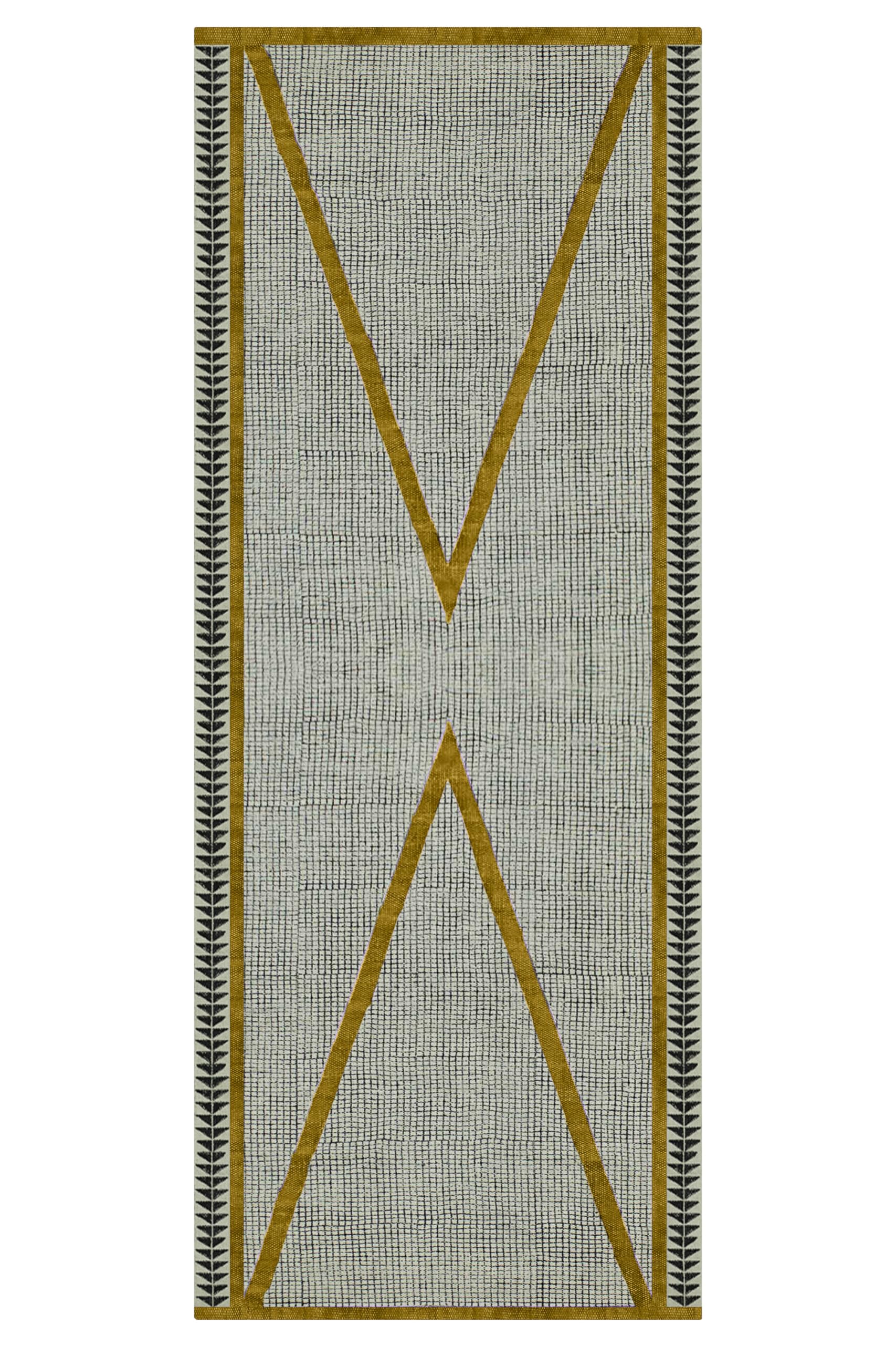 CASAVANI Runner - Kilim Rug 2x8 Area Rug Yellow & Black Cotton Dhurrie Indoor Outdoor Rug Flatweave Rug High Traffic Area Bedroom Bedside Runner