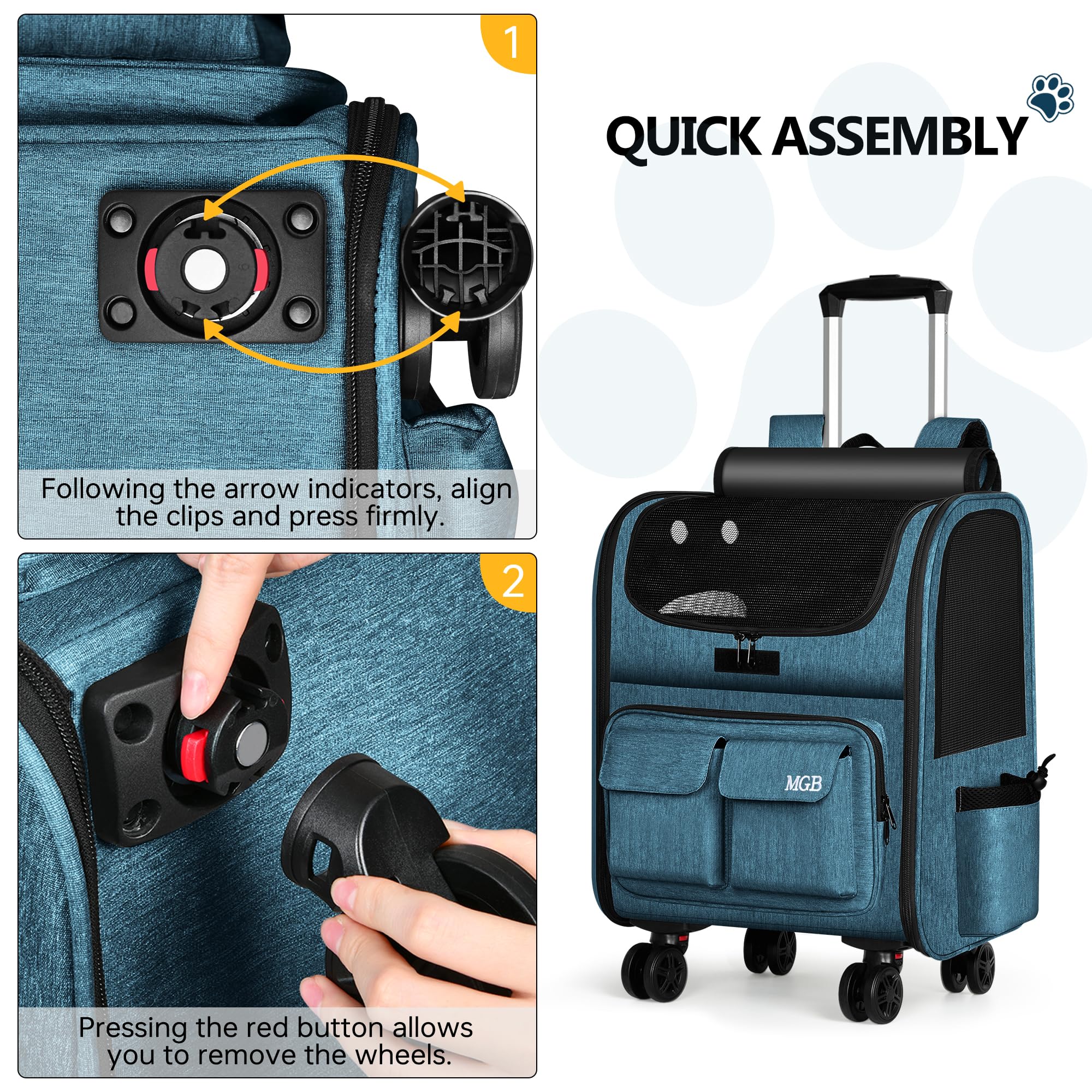 MGB Foldable Pet Carrier - Denim Blue -5