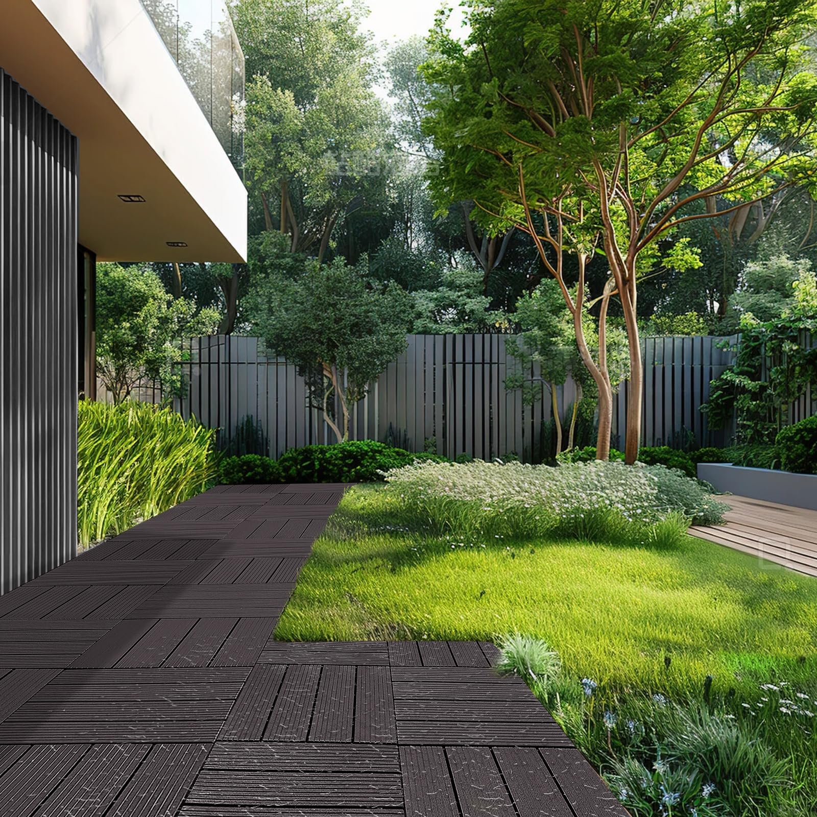 VEVOR Azulejos Entrelazados para Terraza, de Plástico, Resistentes al Agua, para Uso en Todo Tipo de Climas, para Terrazas, Porches, Piscinas, Balcones, Patios, Marrón Oscuro, 300 x 300 x 20 mm 54 uds