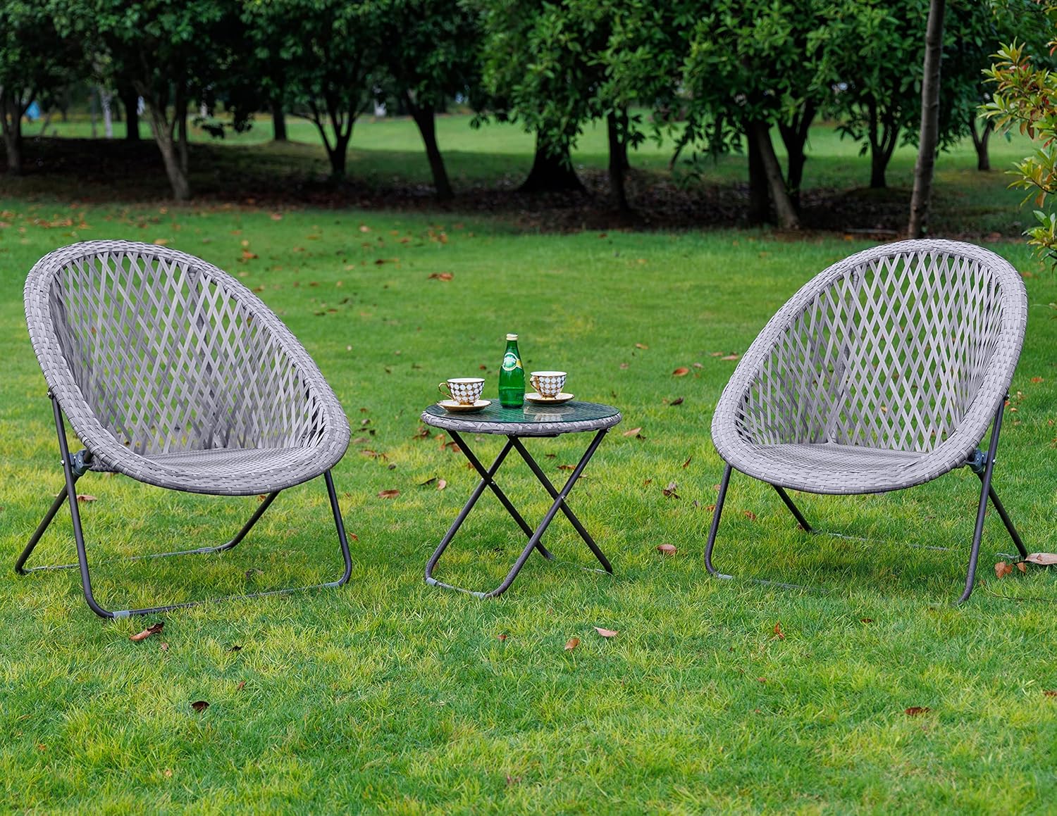 GOODS EMPORIUM Rattan Bistro Folding Set Conservatory Garden Patio