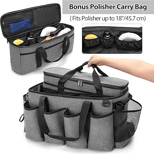 Miniatura 2 de Bolsa de detalles con bolsa de transporte pulidora, caja de cuidado de automóvil de gran detalle para suministros de detalles de automóviles