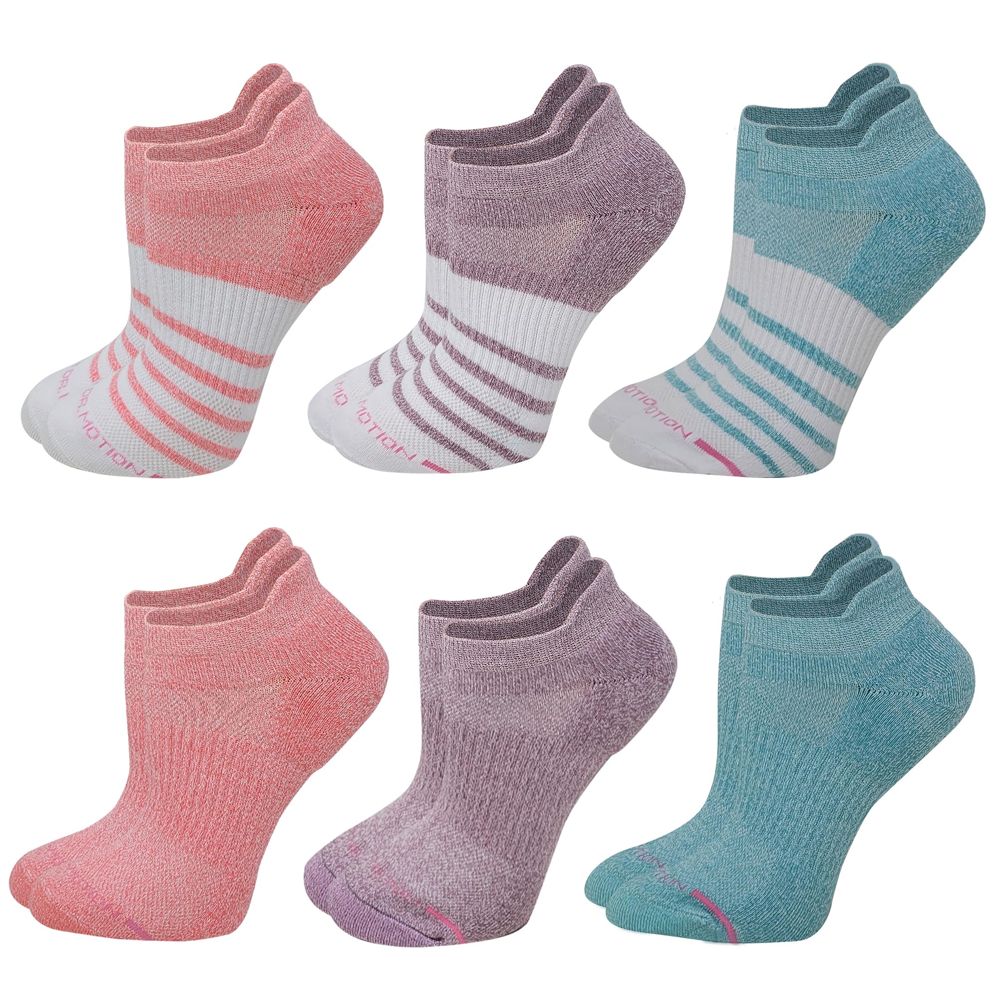Dr. Motion 6 Pairs Womens Low Cut Ankle Cushioned Breathable Compression Socks