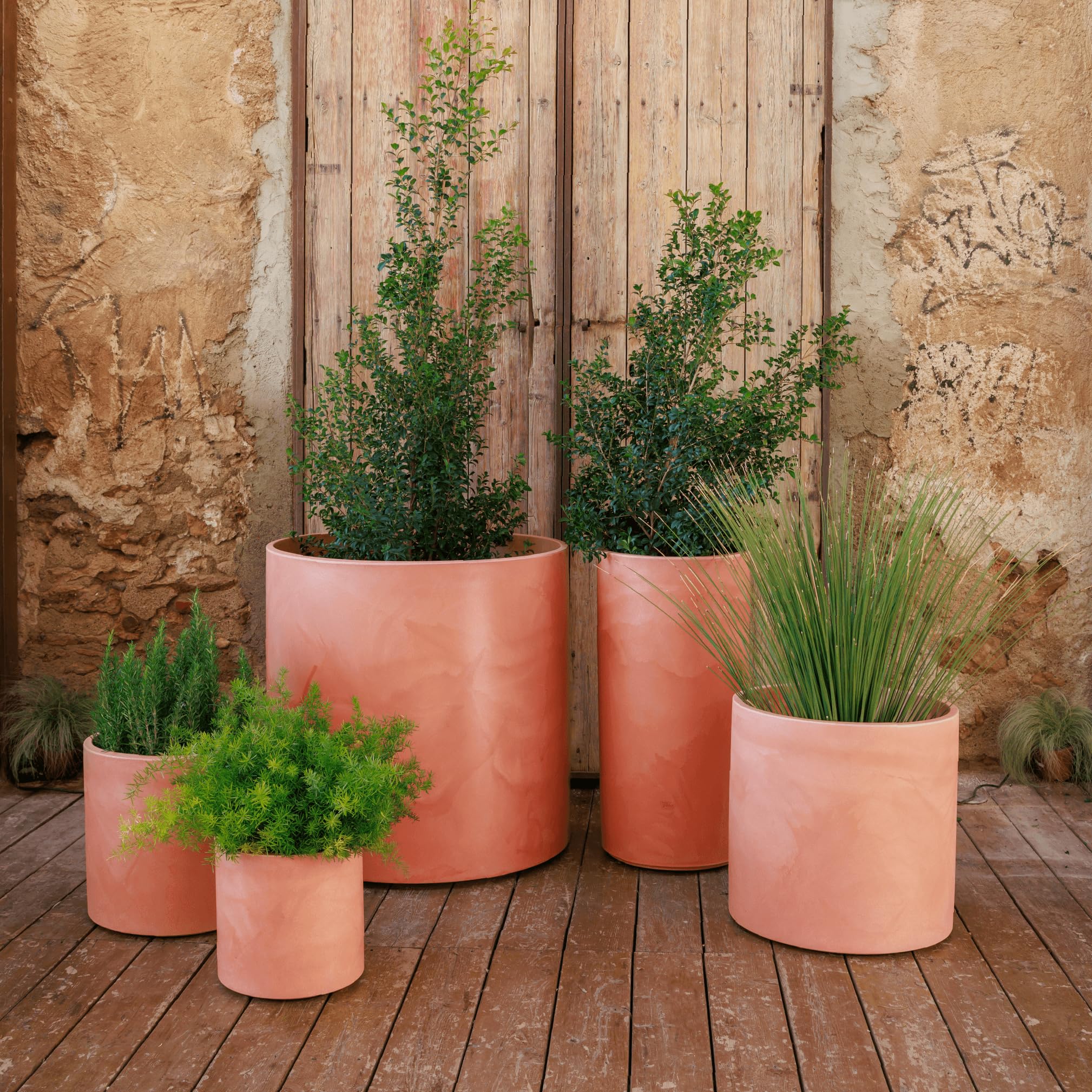 newgarden Maceta Redonda Terracota 40 x 40 cm, macetero para Exterior e Interior, terraza, jardín y Piscina – Hortensia 40