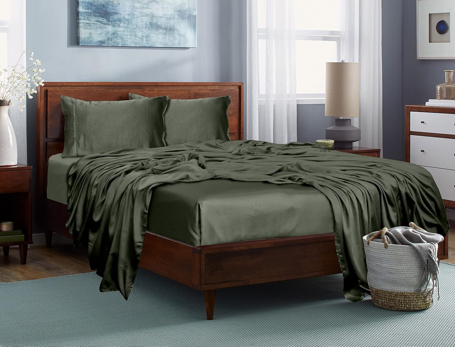 100 Tencel Bed Sheets Set 4PC Softest Cooling Eucalyptus