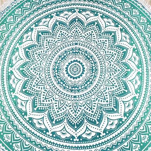 Miniatura 2 de Tapiz redondo de playa turquesa, manta de playa bohemia, hippie, manta de playa, redondo, de algodón indio, bohemio, grande, redondo, decoración del