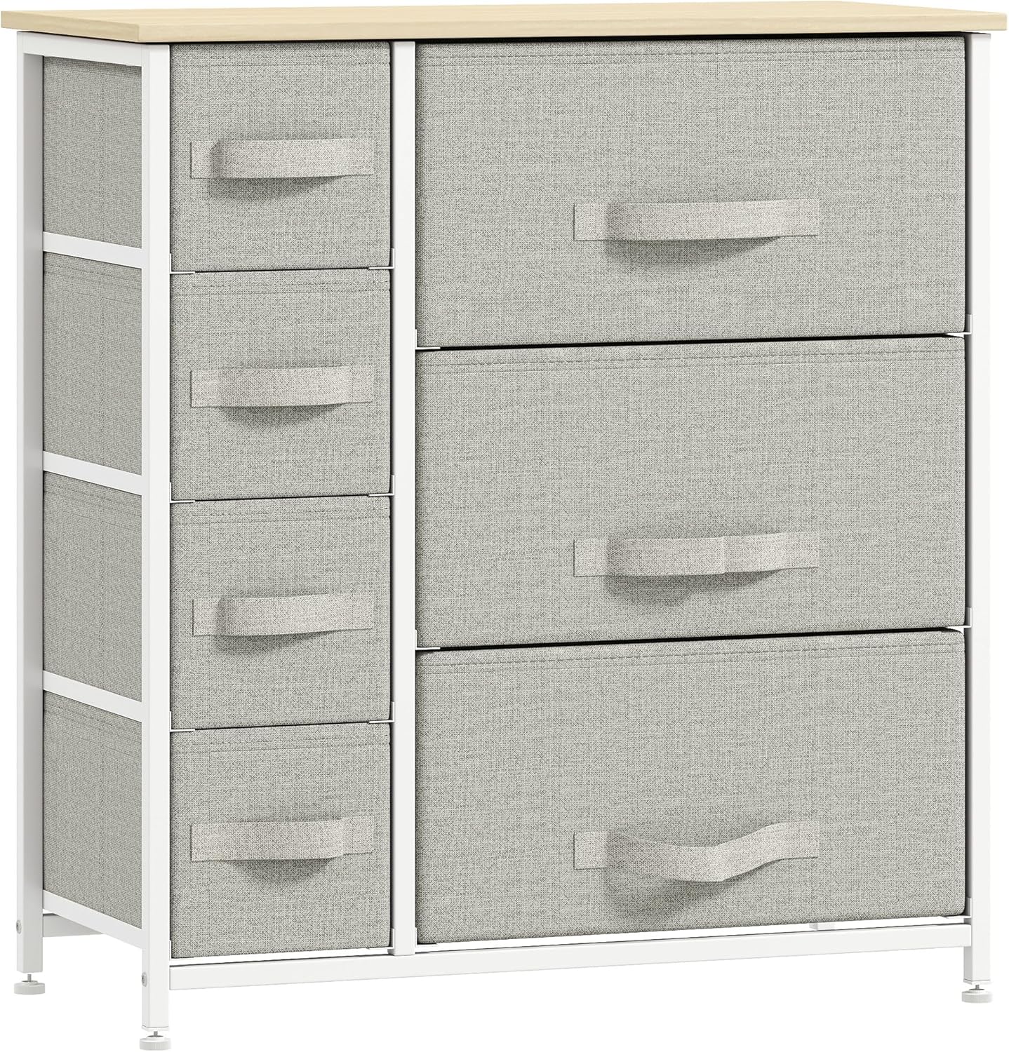 HOMCOM 7-Drawer Dresser Storage Tower Cabinet Organizer Unit, Easy Pull Fabric Bins with Metal Frame for Bedroom, Closets, Light Gray