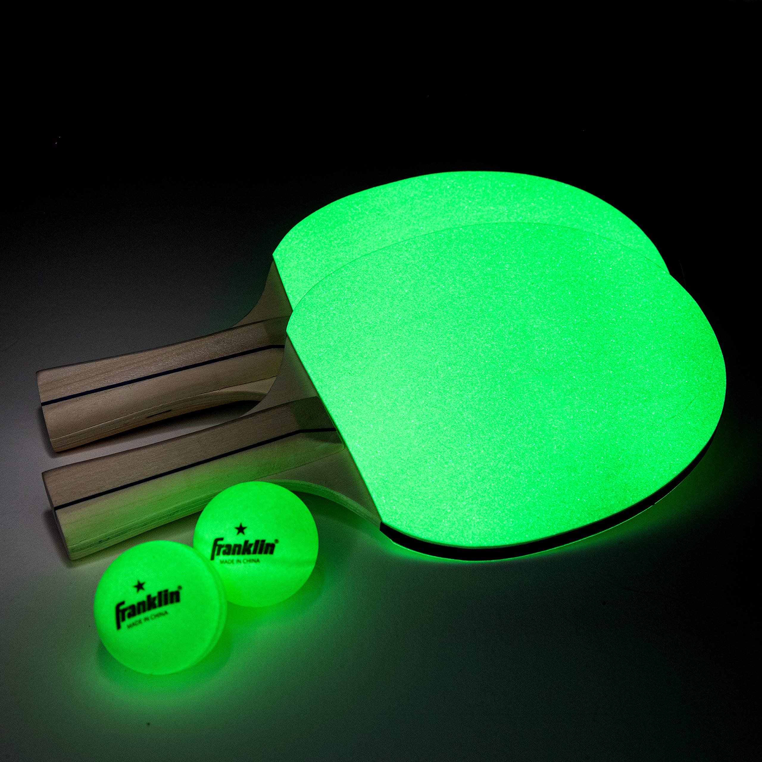 Franklin Sports Red de tenis de mesa LED y palas y pelotas brillantes, portátil y fácil de instalar, que se adapta a la mayoría de mesas de ping pong, ideal para diversión familiar o juego profesional