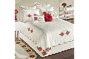 Christmas Poinsettia Woven Matelasse Oversized Coverlet Set