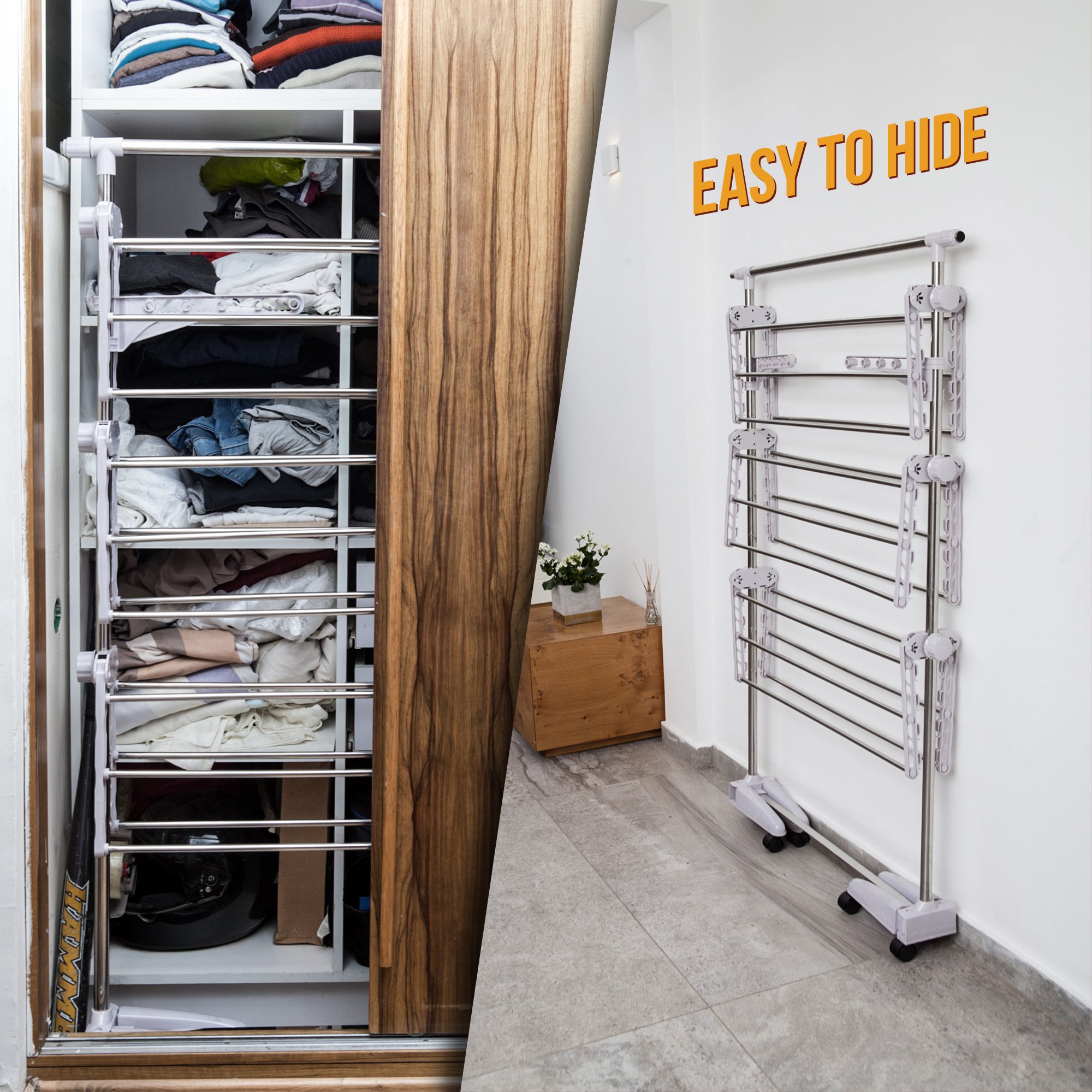 Stainless Drying Clothes Rack Portable Rolling Drying Rack for