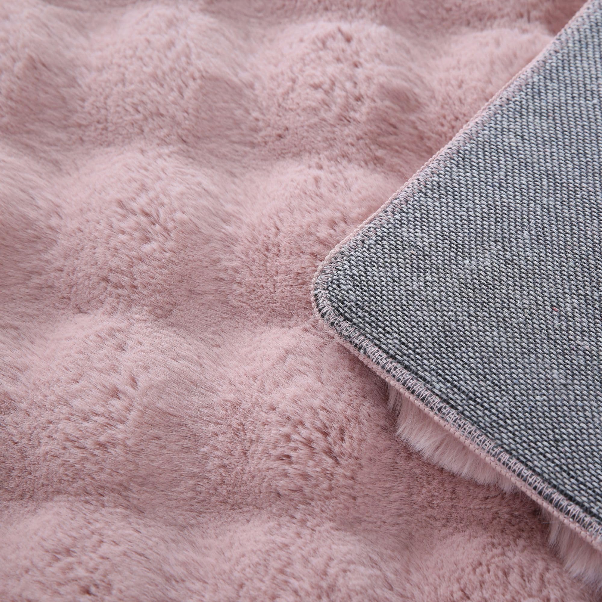 Carpetsale24 Tapis Poils Longs Shaggy Aspect 3D Ethnique Boho Look Doux, Moelleux, antidérapant, rectangulaire, Chambre à Coucher, Rose Tapis 120x170 cm