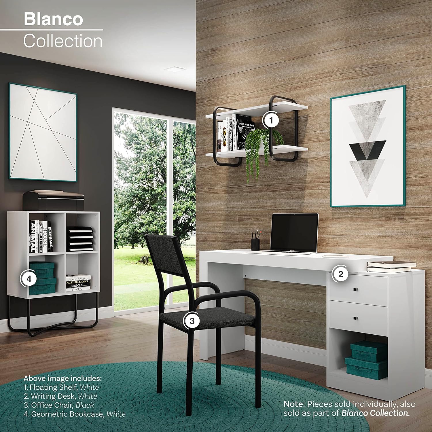 White Expandable Home Office Desk with Drawers and Filing Cabinet