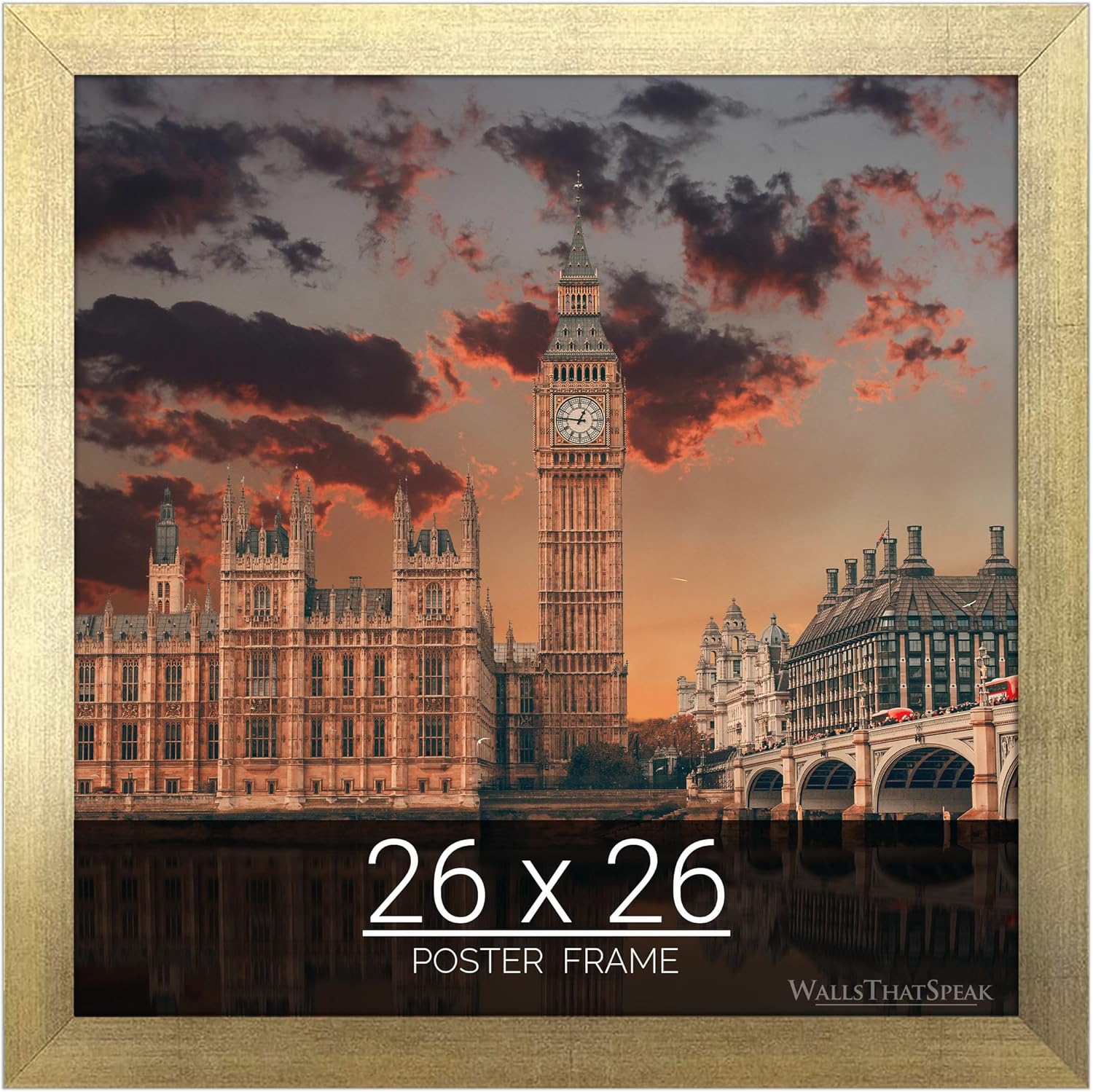 wallsthatspeak 26x26 Gold Picture Frame for Puzzles Posters Photos or Artwork