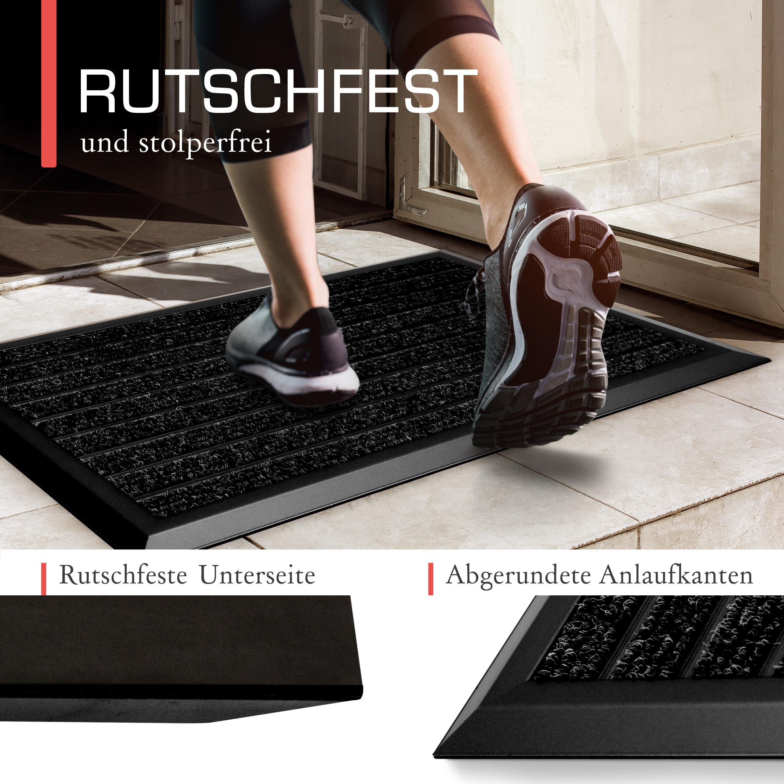 bomoe Fußmatte Außen rutschfest Rostfrei Fussabtreter Aussenbereich | 50x80cm Anthrazit Outdoor-Fußmatte Eingang Fußabstreifer Gitter Fusmattenteppich Türmatte Sauberlaufmatte AluGant