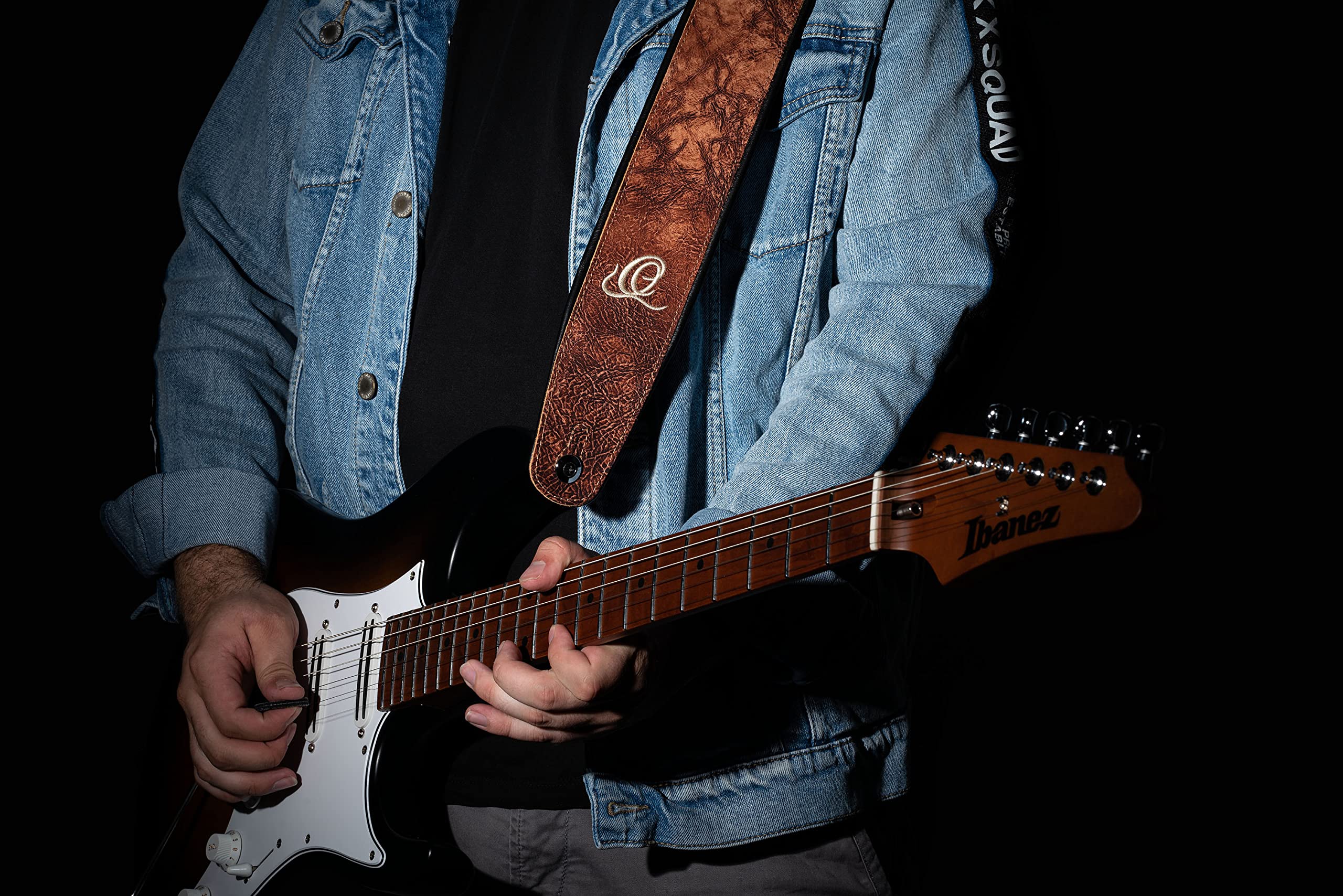 Ortega Guitars Tracolla per Chitarra Regolabile – Chitarra Acustica / Elettrica, Basso Acustico / Elettrico – Classic Series – Vera Pelle, Chestnut Tree (OSCL-2)