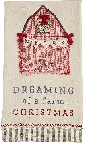 Mud Pie Toalla de Navidad de granja, granero, 26 x 18 pulgadas