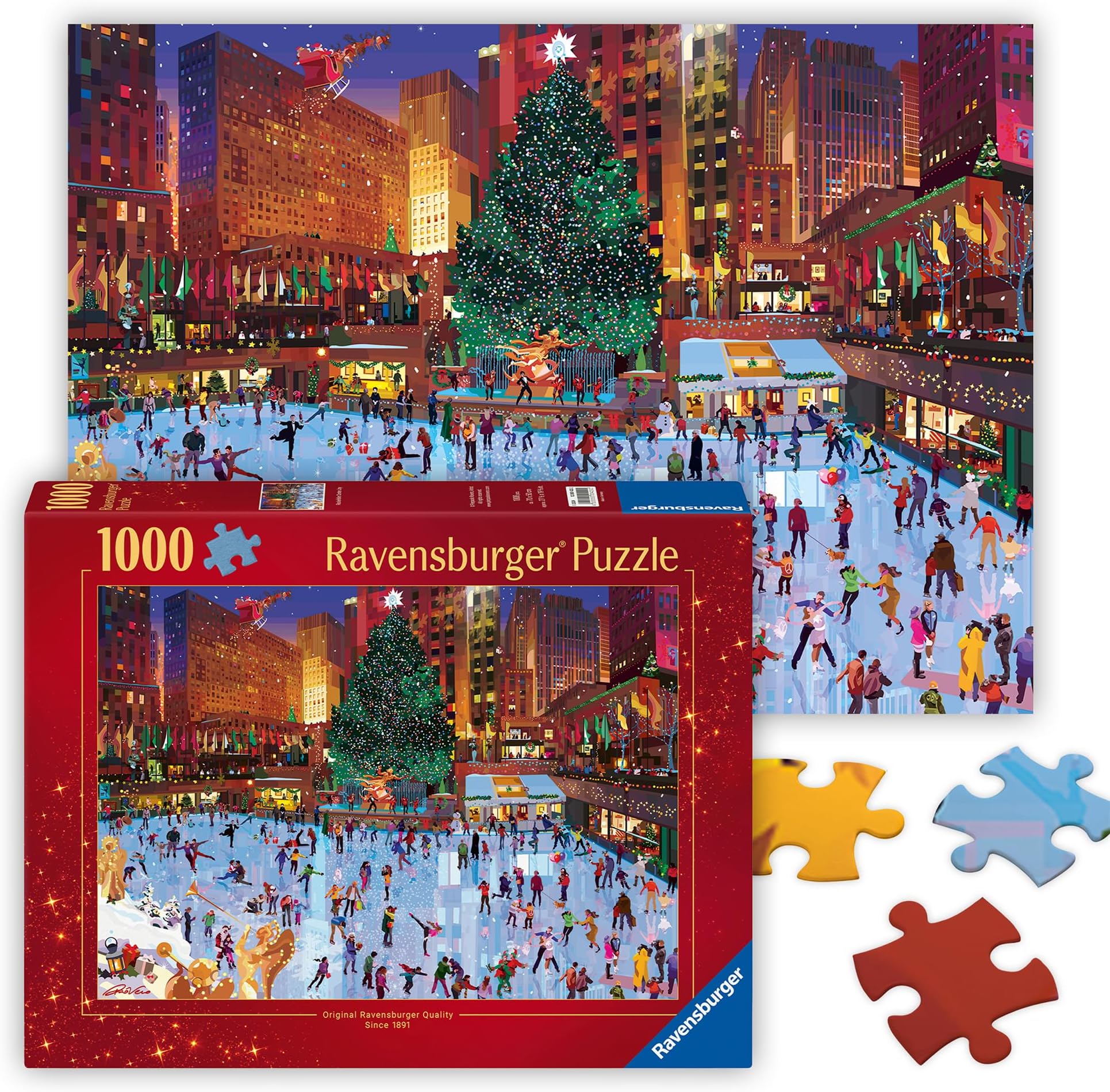Rockefeller Center Joy 1000 Piece Jigsaw Holiday Puzzle for Adults - 12000420 - Handcrafted Tooling, Made in Germany, Every Piece Fits Together Perfectly