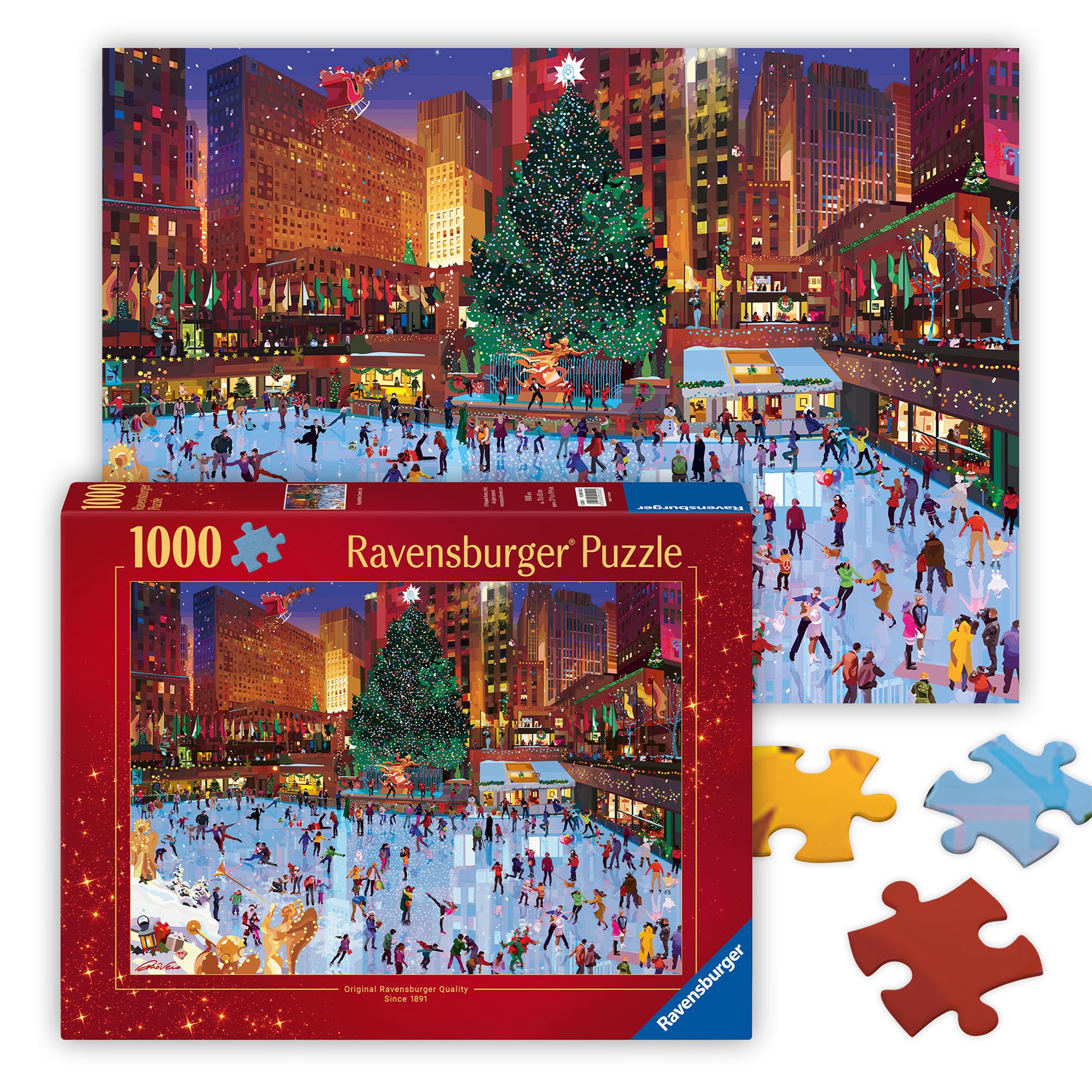 RavensburgerRockefeller Christmas - 1000 Piece Jigsaw Puzzle - Enjoy Rockefeller Center During The Holidays - Magical Ice Skating Scene - Premium Quality - Ages 12+The Forest Stewardship Council