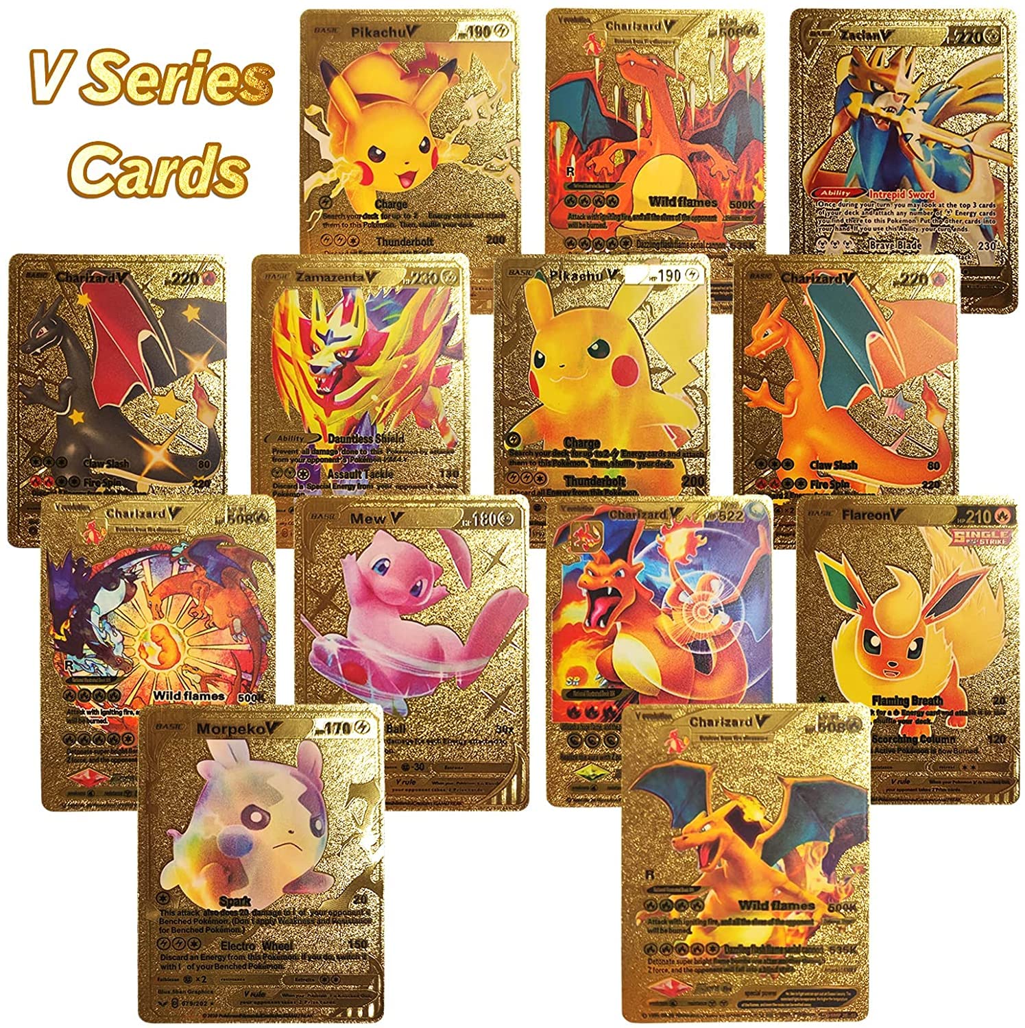 Amazon.com: 55 PCS Gold Cards Packs Vmax DX GX Rare Golden Cards, TCG Deck  Box Gold Foil Card Assorted Cards for Kids Birthday Party Favors Gifts (No  Duplicates) : Toys & Games