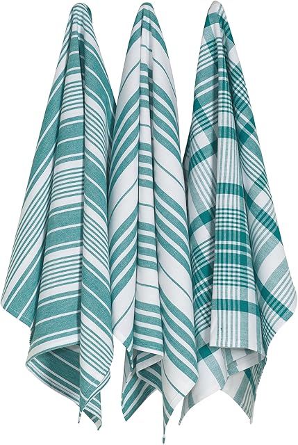 Now Desings Jumbo Pure Kitchen Towel Set of Three, Peacock Green