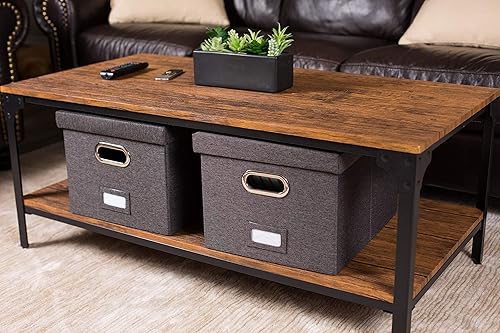 Vista 31 de Internet's Best - Organizador de archivos, plegable, de lino decorativo, para archivar y almacenar, para oficina - para cartas y legales Gris