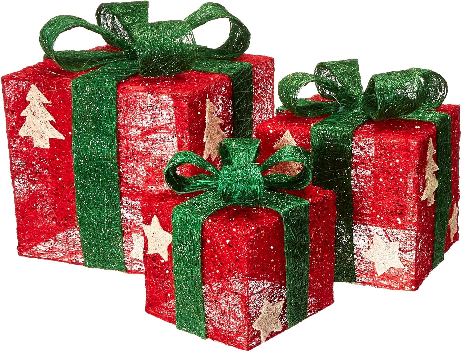 Your Heart's Delight Gift Boxes Red with Lights, 10 by 10