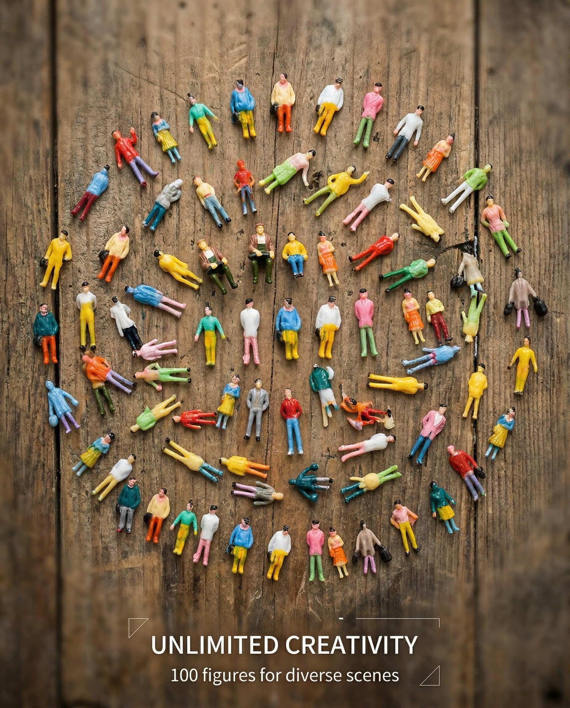 100x Omini e Persone in Miniatura Scala 1:100, Figure Colorate Diverse Pose per Modellismo Ferroviario, Diorami e Architettura