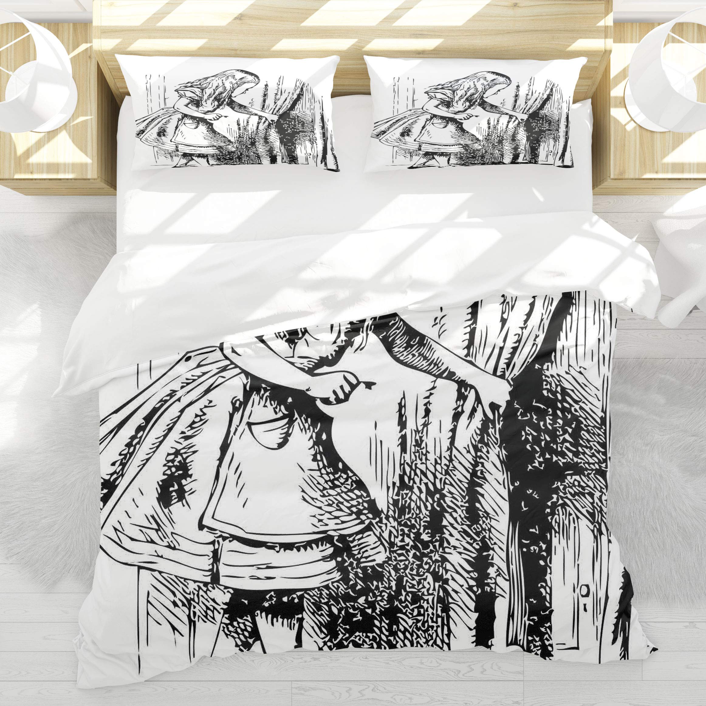 Alice au pays des merveilles housse de couette 220x240cm avec 2 taies d'oreiller 50x75