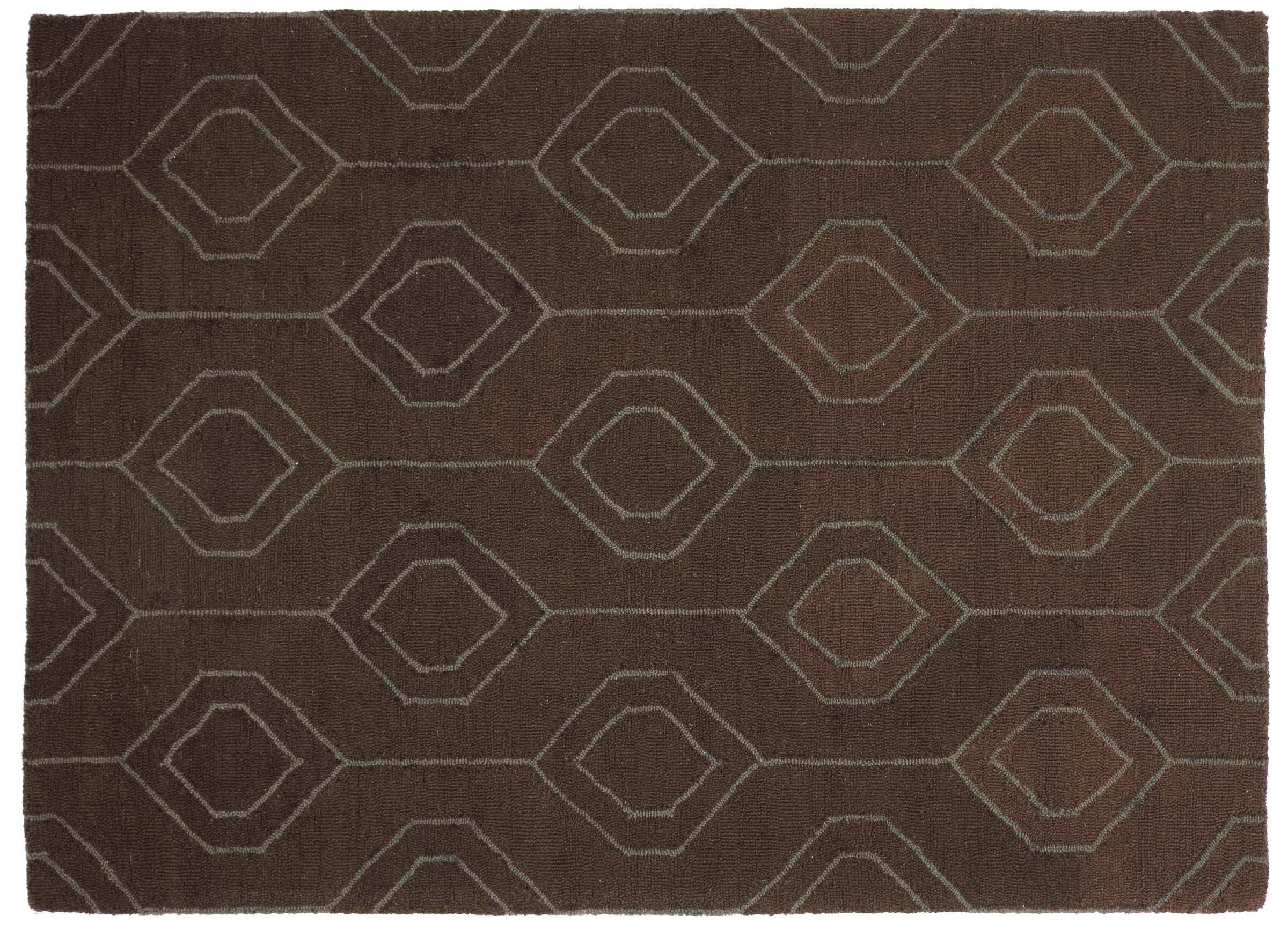 Tapis fait main marron 160x230 cm moderne pour réchauffer un sol froid