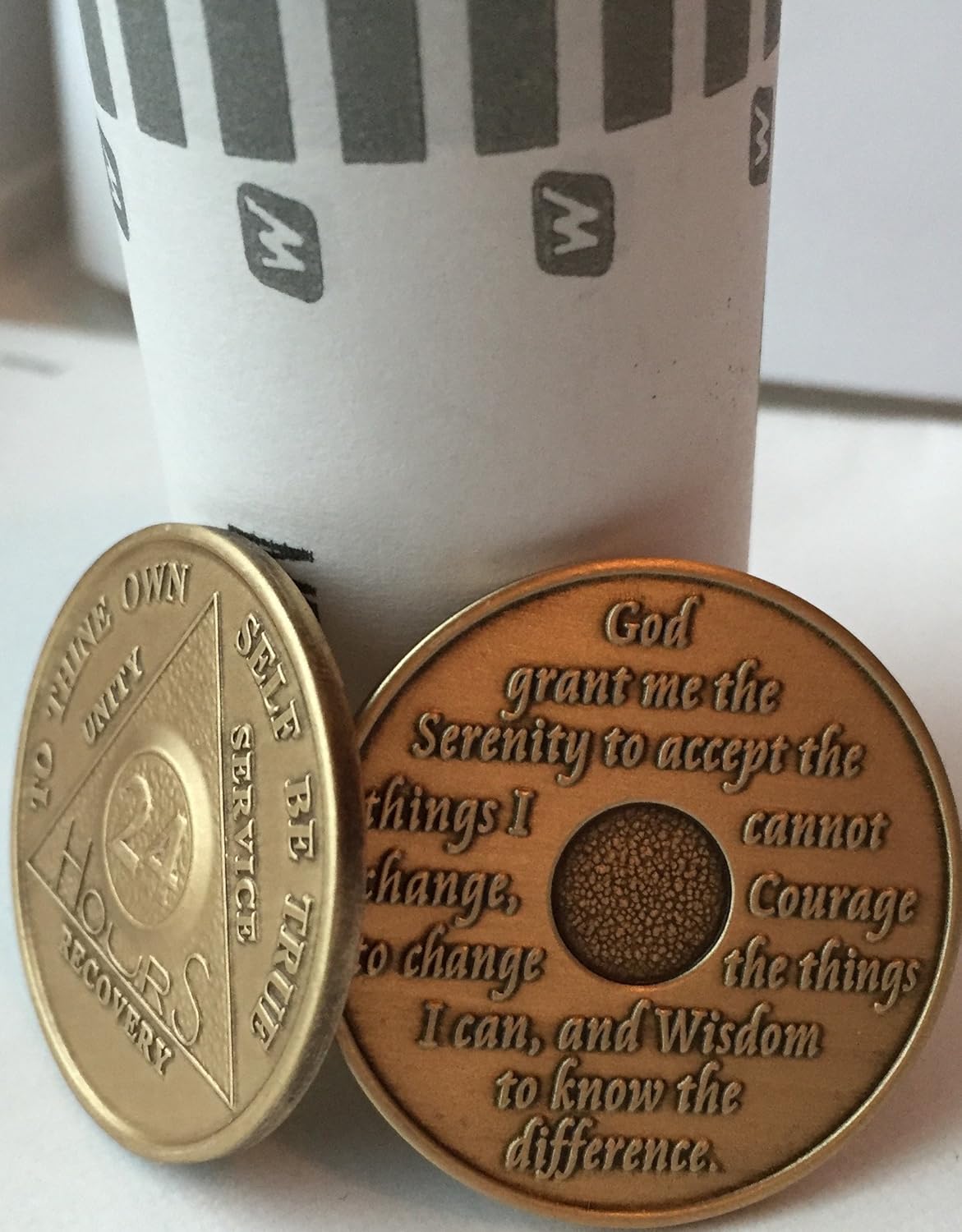 wendells Bulk Lot of 25 AA 24 Hours Alcoholics Anonymous Bronze Medallions Serenity Prayer Chips
