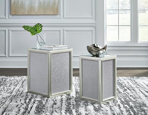 Miniatura 5 de Signature Design by Ashley Traleena Glam - Mesas auxiliares anidadas, 2 unidades, color plateado
