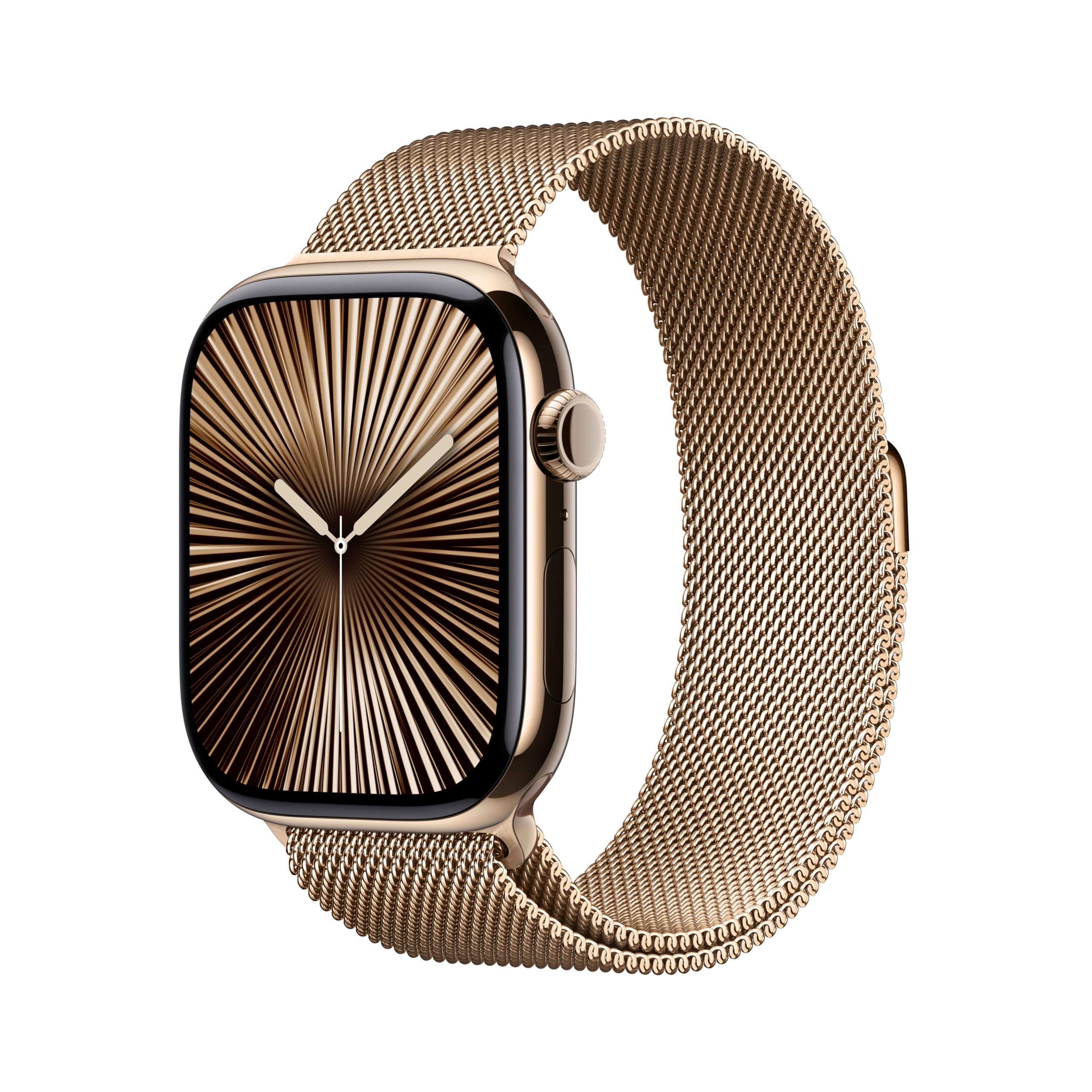 Apple Watch Series 10 GPS + Cellular 46 mm Smartwatch with Gold Titanium Case with Gold Milanese Loop - M/L. Fitness Tracker, ECG App, Always-On Retina Display, Carbon Neutral