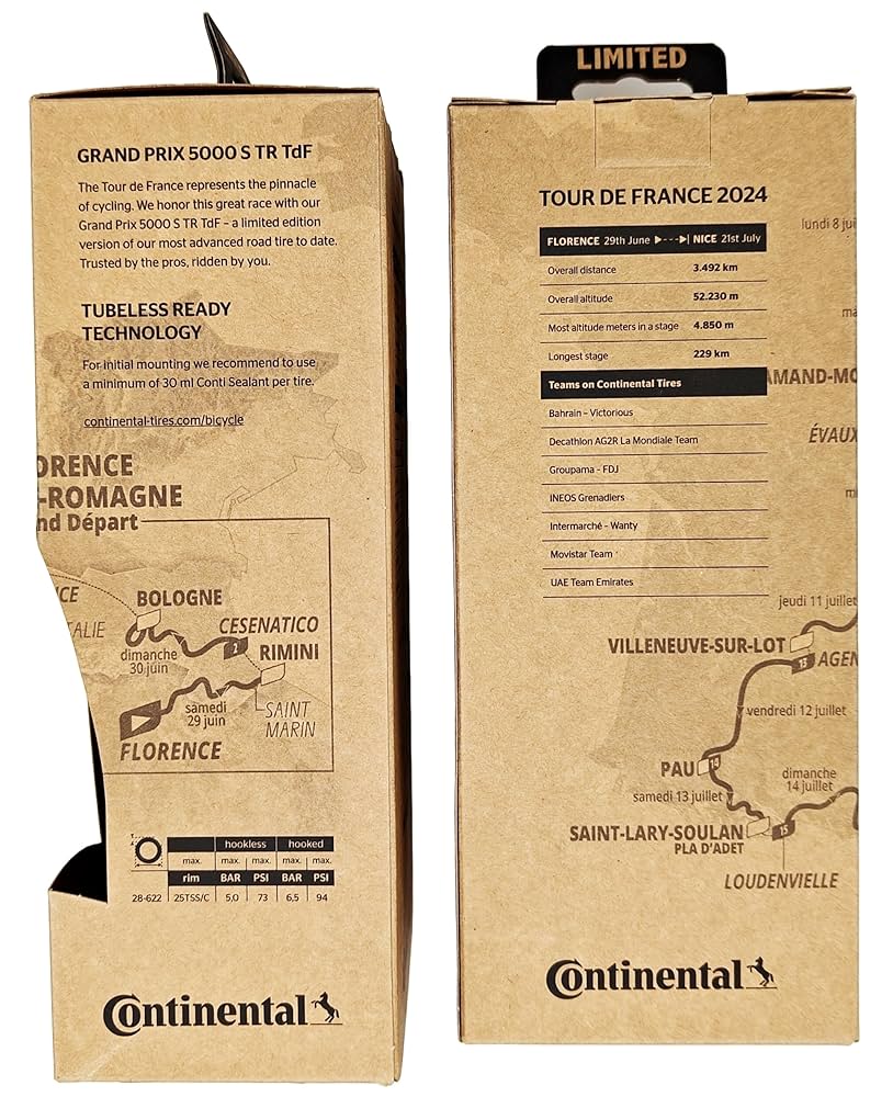 Continental GP5000 Tour de France 2本 Pneu Bike Continental Grand Prix 5000 700 x 25 Special