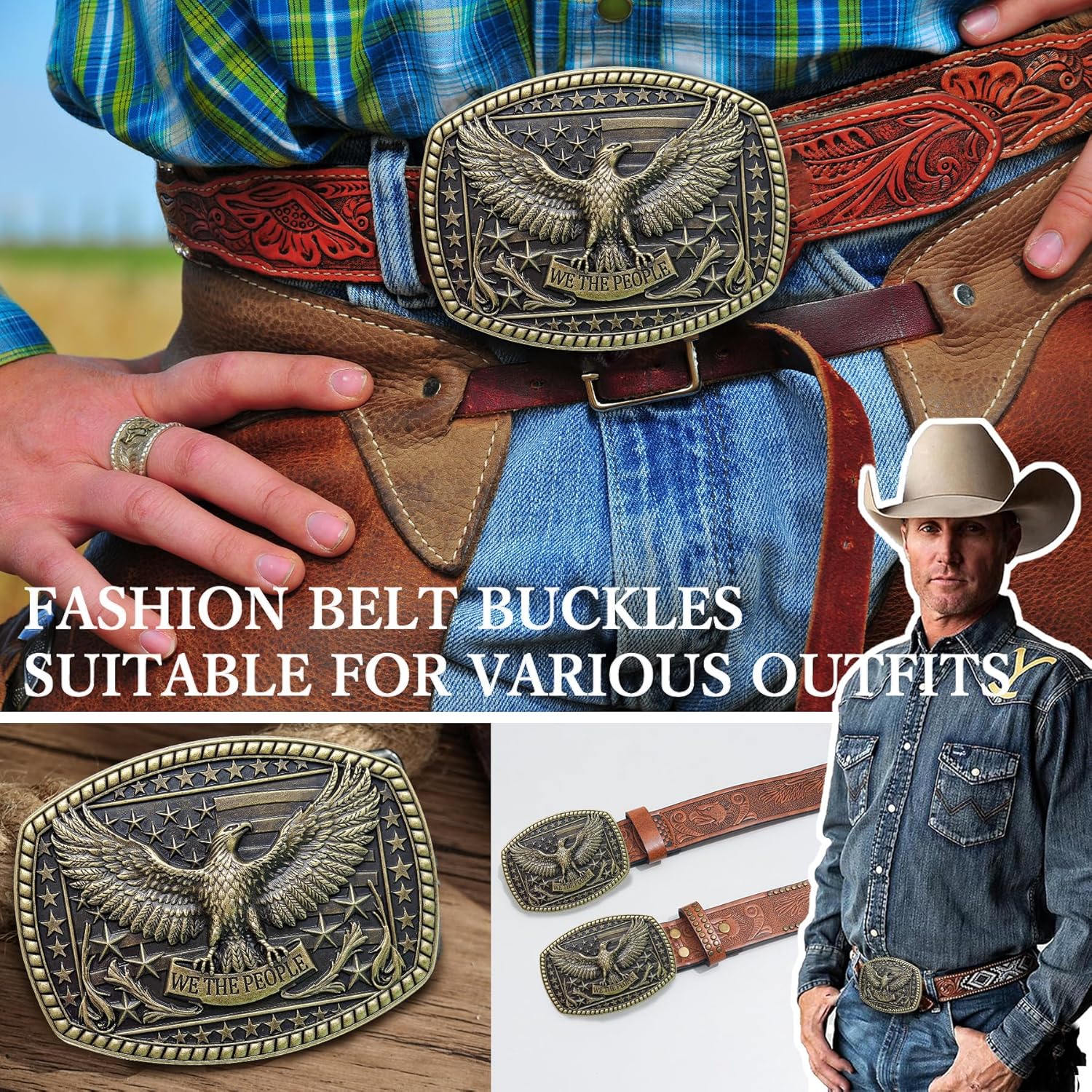 Western Belt Buckles Men - Cowboy Big Belt Buckle Vintage Mens Belt Buckles Gifts for Men & Women