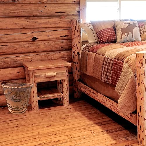 Miniatura 9 de AMAJY Cesta de basura rústica de metal con diseño de bosque de alce en estilo rústico, cubo de basura de malla de metal marrón