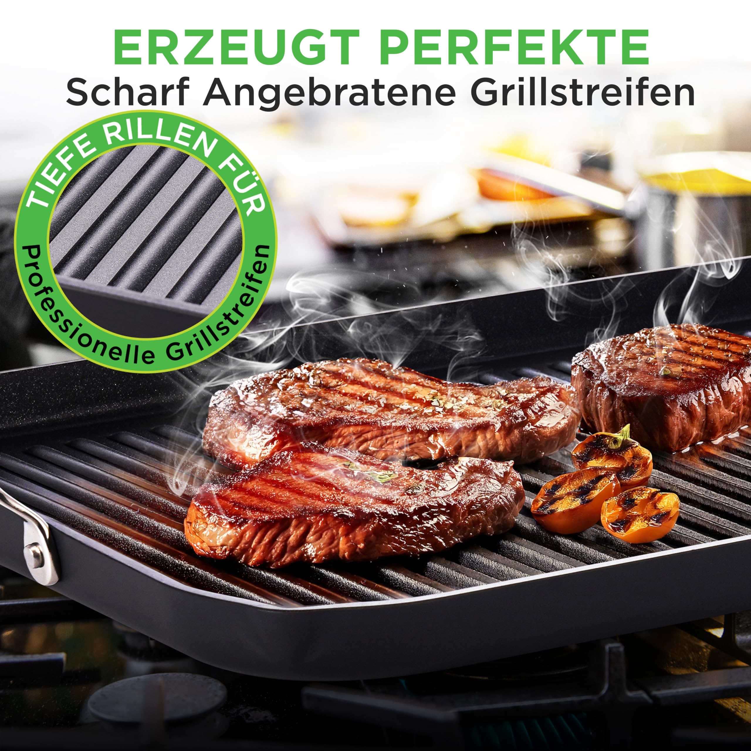 Nutrichef Grillpfanne 56×32 cm XXL Grillplatte mit Rillen – Antihaft Steakpfanne für Gasgrill, Herd & BBQ – Große Plancha Aluminium, Noir | Wird am besten von Hand gereinigt und mit Utensilien aus Kunststoff, Holz oder Silikon geschont.