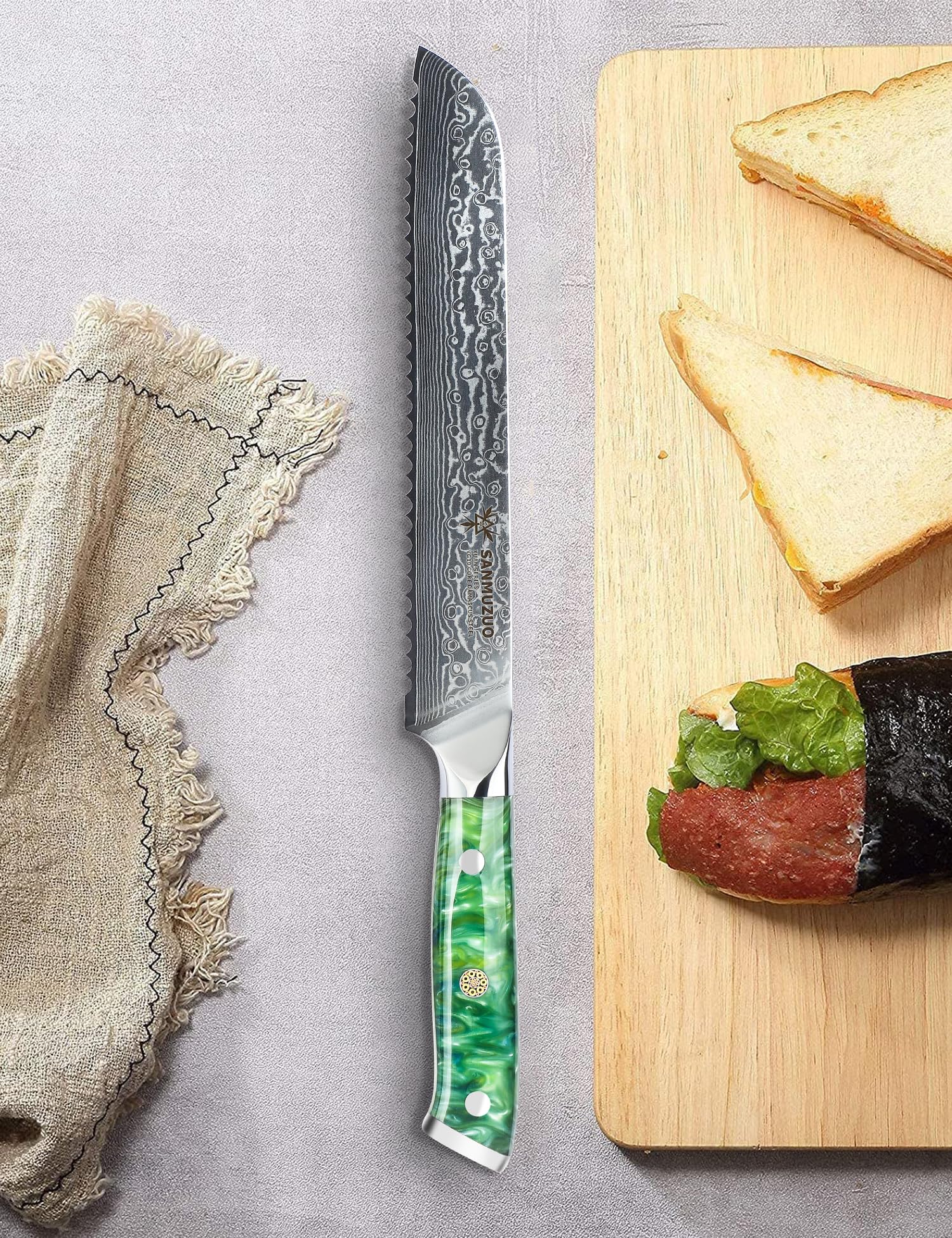 Amazon | SANMUZUO 8インチ ブレッドナイフ 鋸歯状刃 - 鋭い波状エッジ