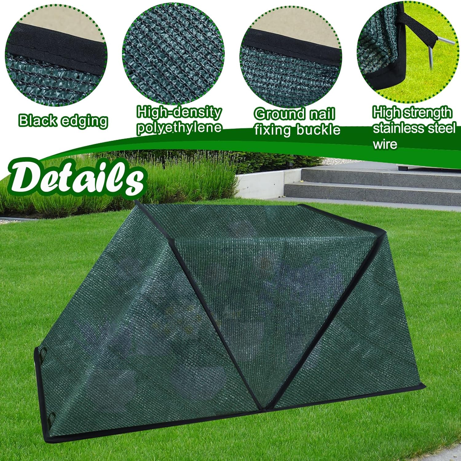 2 Pack Foldable Plant Shade Tent, No Install Raised Garden Bed Sun Shade Cover with Stakes UV Resistant Summer Plant Protector Garden Sun Shade Cloth Net Crop Cages for Outdoor Plants, 32"x13"x14"
